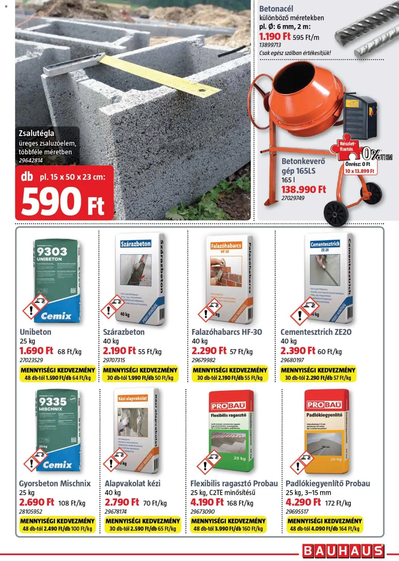 Bauhaus akciós ujság - amely érvényes a következő dátumtól: 05.03.2026 | Oldal: 19 | Termékek: Ragasztó, Betonkeverő