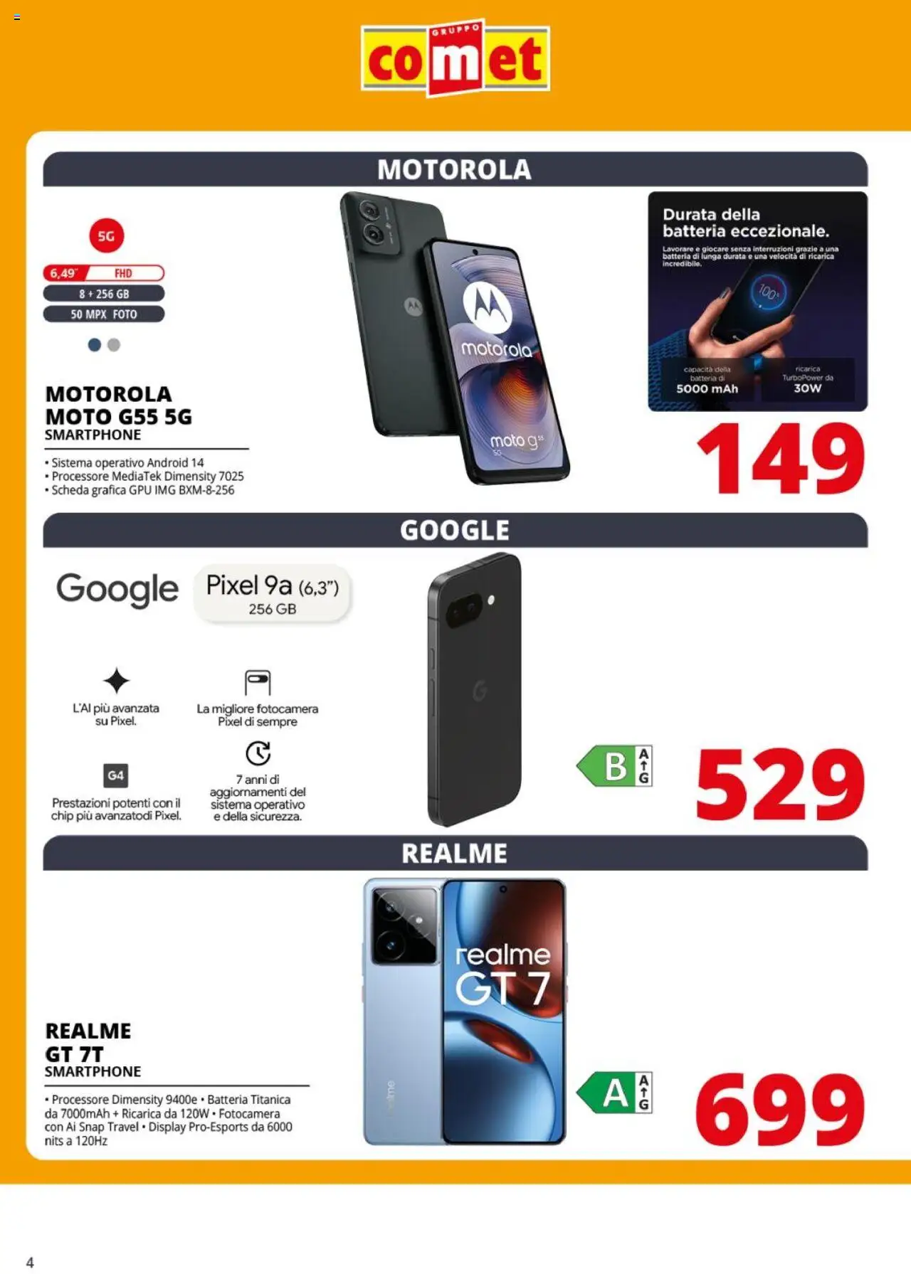 Volantino Comet del 15.09.2025 | Pagina: 4 | Prodotti: Smartphone, Fotocamera, Batteria