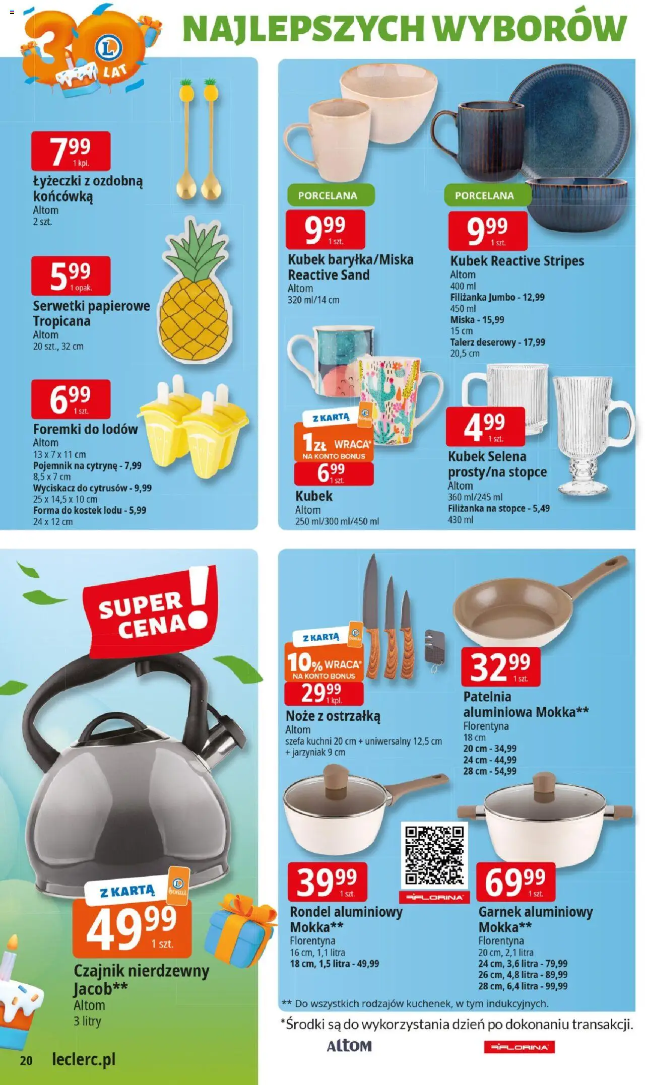 E.Leclerc Gazetka - Elbląg 30 lat od 27.05.2025 | Strona: 20 | Produkty: Karta, Czajnik, Garnek, Patelnia