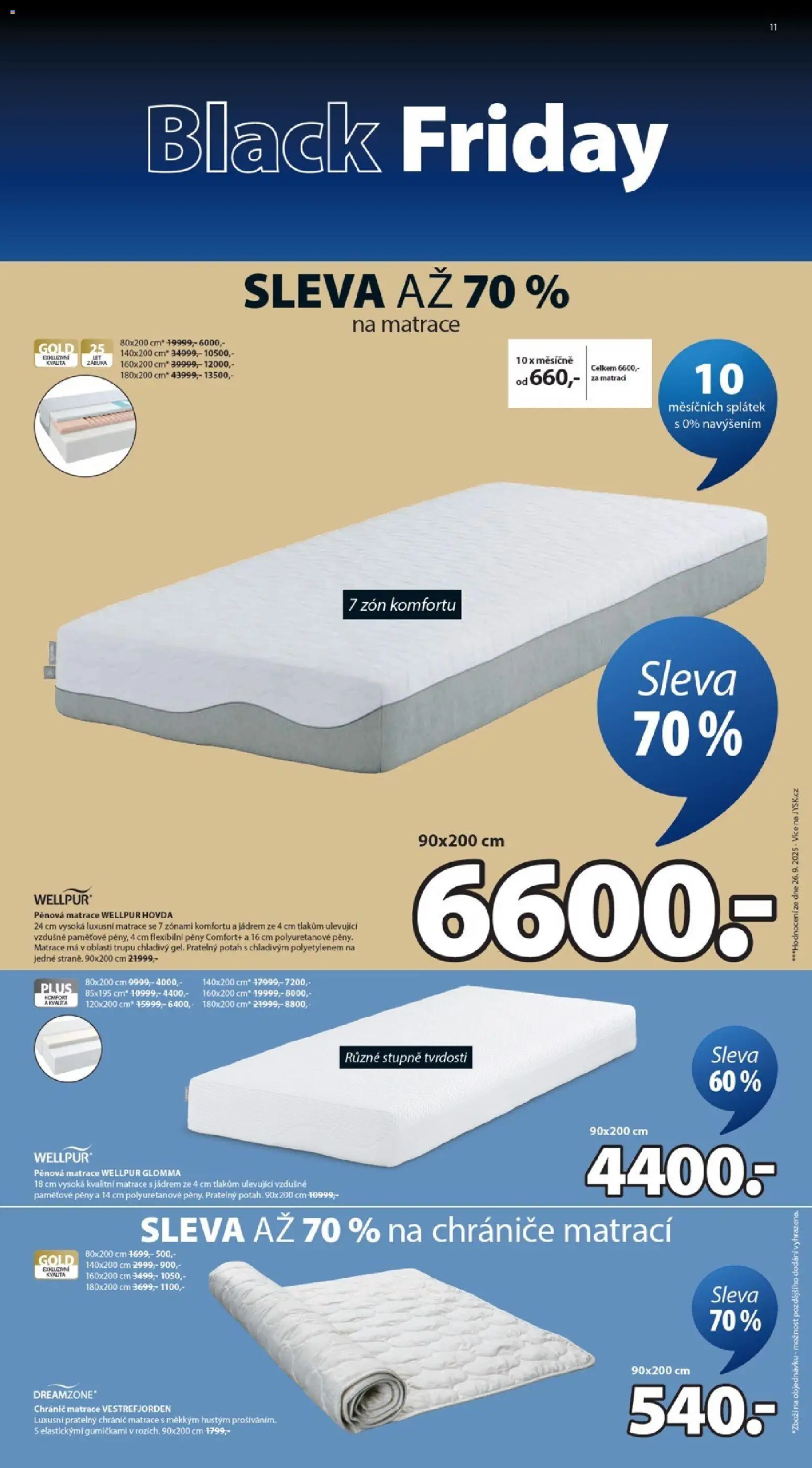 JYSK Black Friday od 19.11.2025 | Strana: 11 | Produkty: Chránič matrace, Matrace, Chrániče