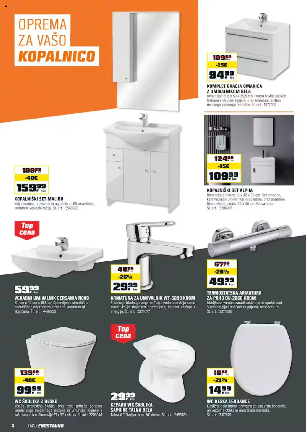 Novi OBI katalog ponudbe – veljaven od 01.09.2025 | Stran: 4 | Izdelki: Ogledalo, WC deska, Umivalnik, Omarica