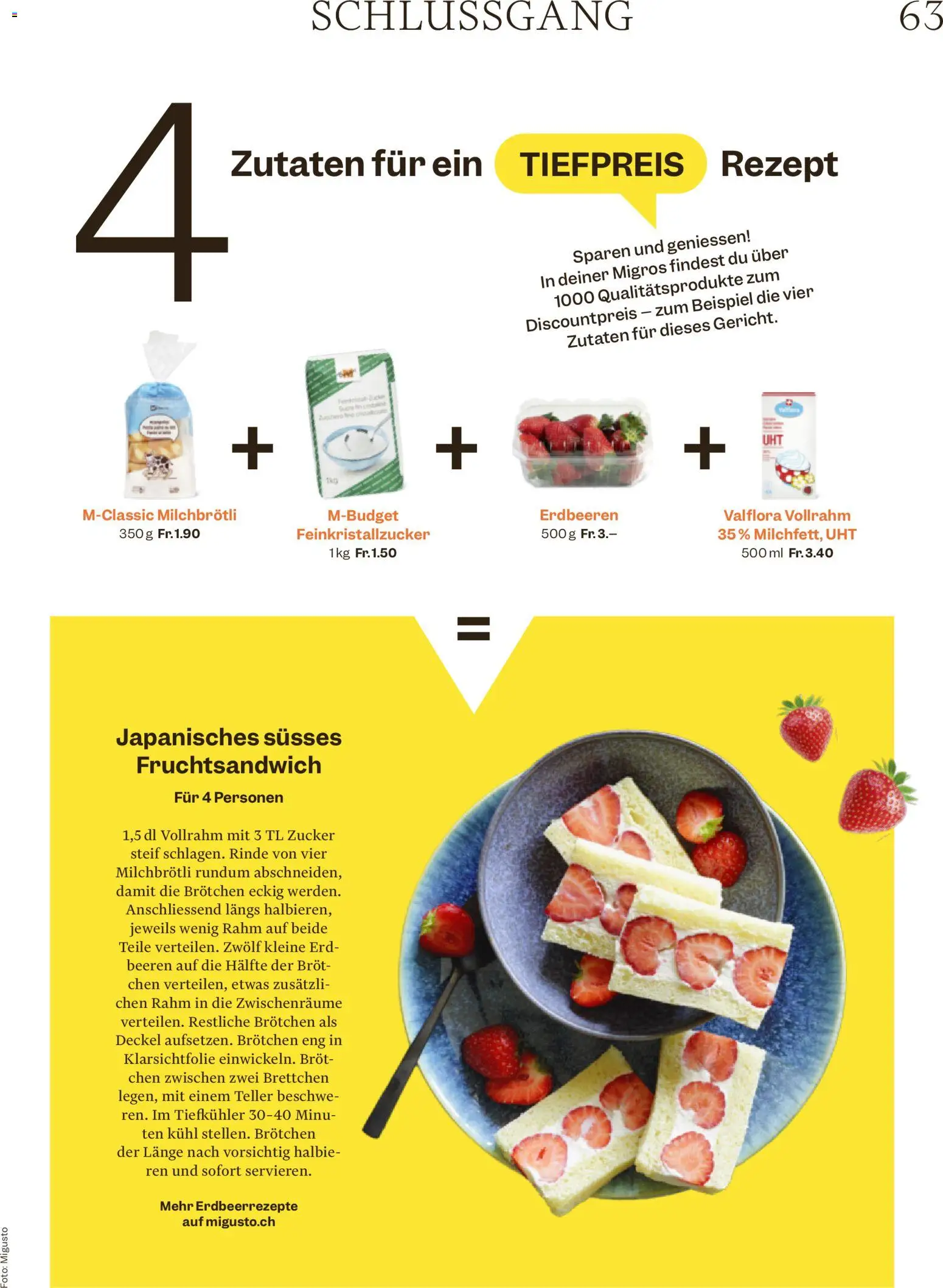 Migros aktionen Magazin – gültig ab 15.04.2026 | Seite: 63 | Produkte: Brot, Erdbeeren, Zucker