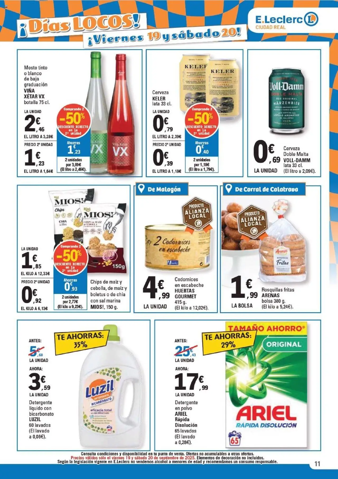 E.Leclerc folleto │ válido desde el 08.09.2025 | Página: 11 | Productos: Detergente, Cerveza, Té, Bolsa