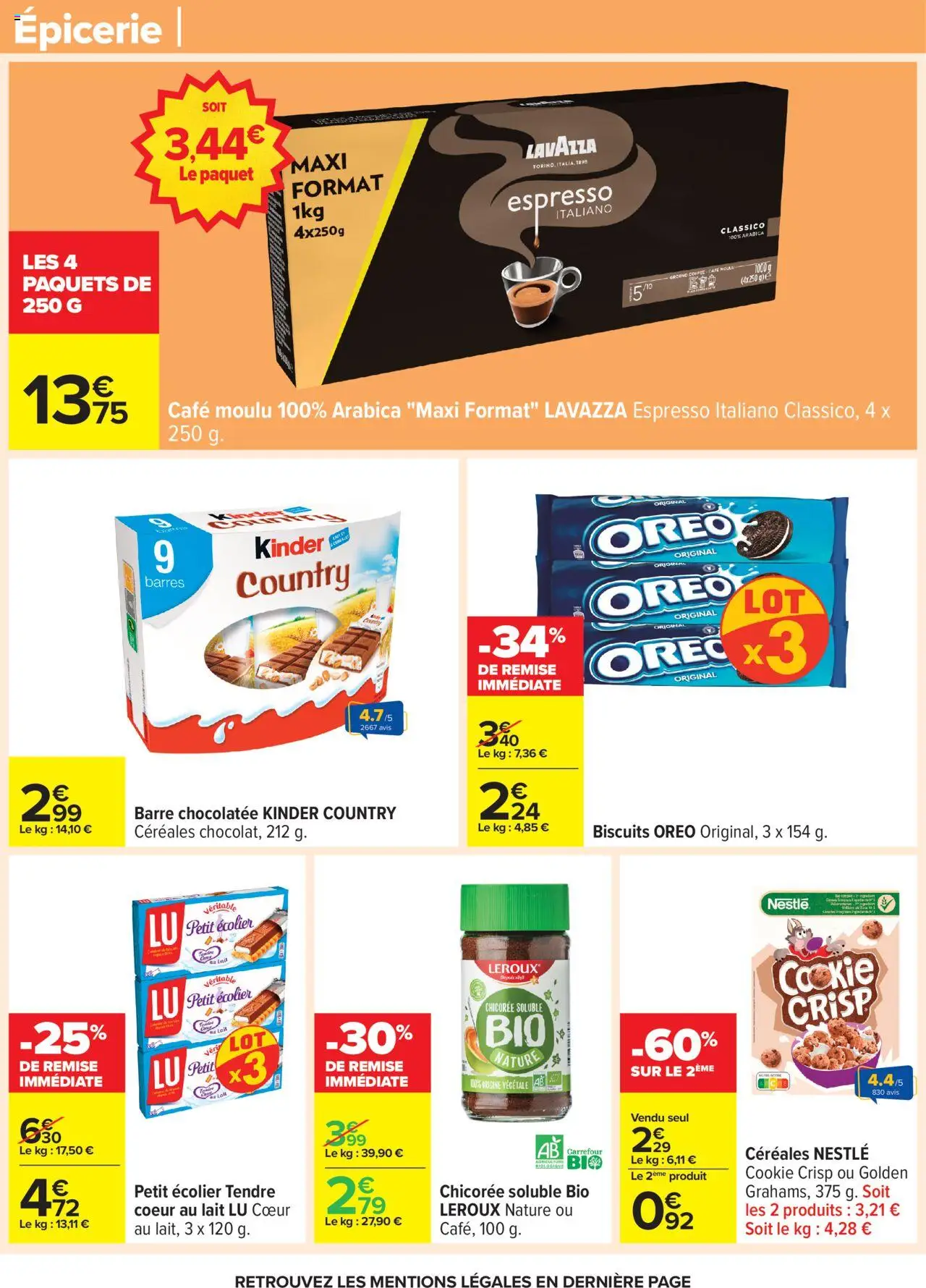  | Page: 38 | Produits: Café moulu, Café, Kinder country, Céréales