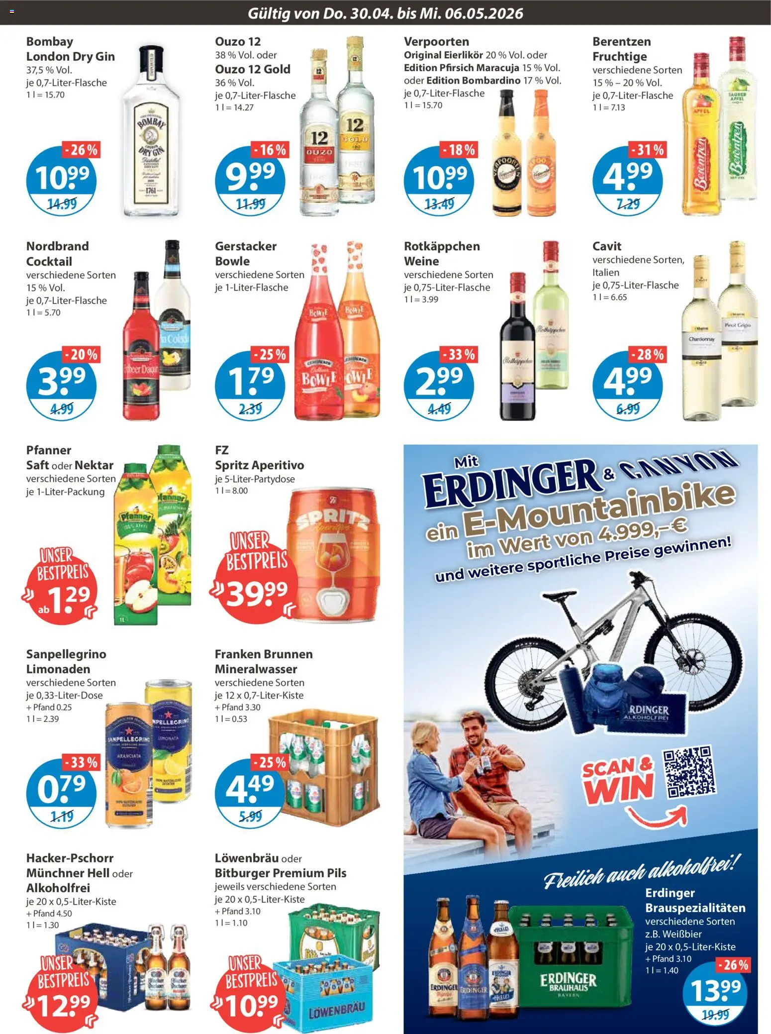V-Markt Angebote – gültig ab 30.04.2026 | Seite: 9 | Produkte: Bitburger, Erdinger, Weißbier, Berentzen