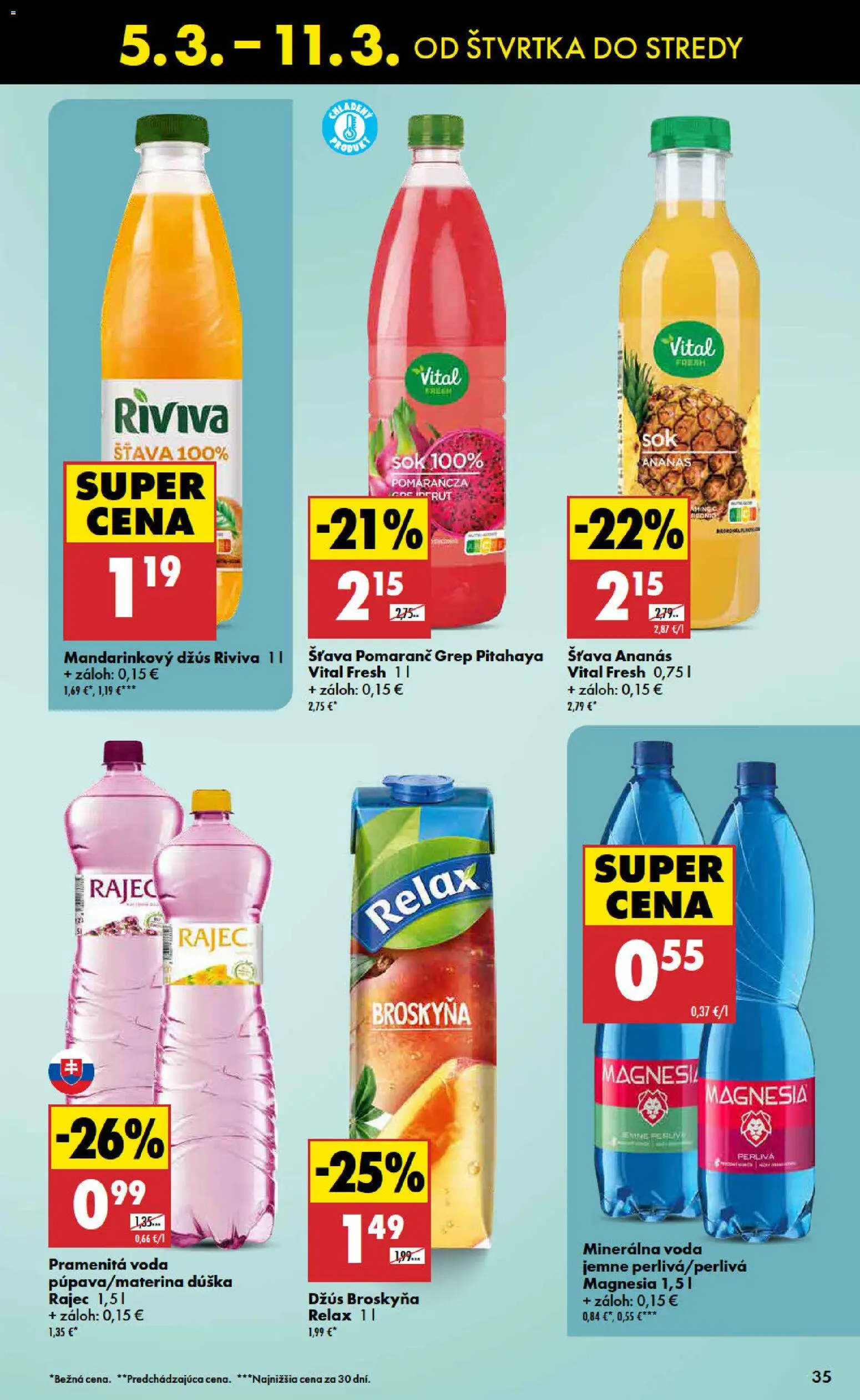 Nové Biedronka akcie – leták je platný od 05.03.2026 | Strana: 35 | Produkty: Džús, Rajec, Magnesia, Ananás