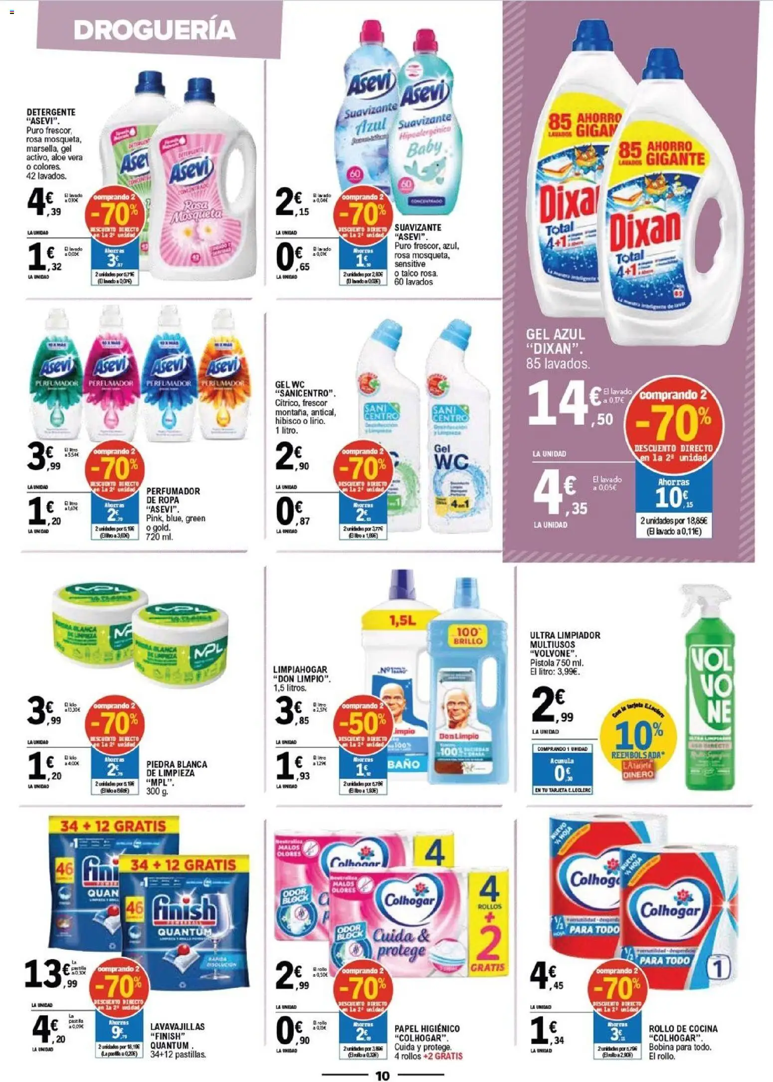 E.Leclerc Mas Barato │ válido desde el 15.04.2026 | Página: 10 | Productos: Detergente, Papel higienico, Suavizante, Cocina