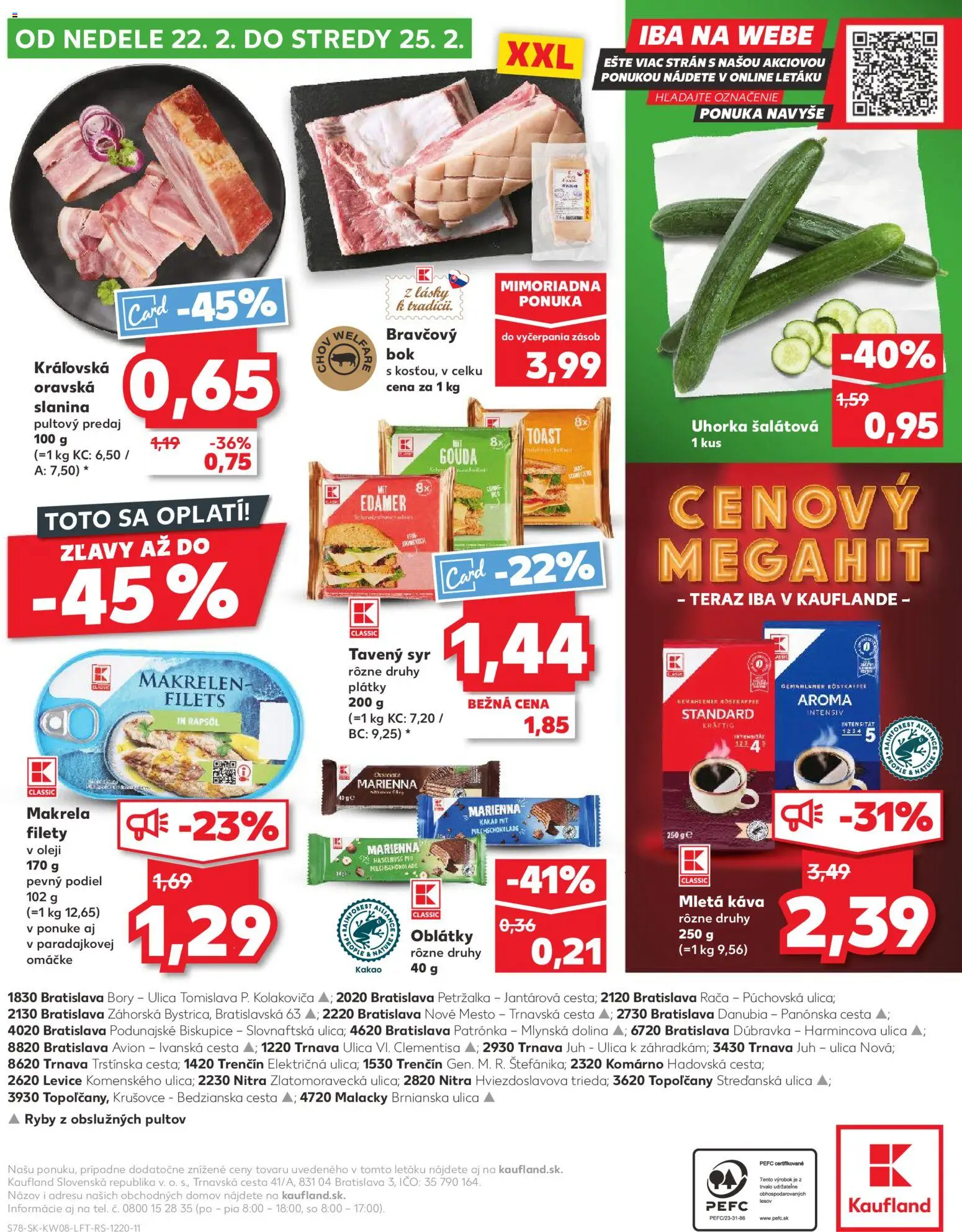 Nové Kaufland akcie – leták je platný od 19.02.2026 | Strana: 78 | Produkty: Syr, Káva, Ryby, Kakao