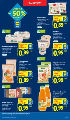LIDL - Prévisualisation de Skyr Bio, Le produit de 400 g : 1,89 € (1 kg = 4,73 €) Les 2 produits : 2,84 € (1 kg = 3,55 €) Au choix: nature ou vanille valide à partir de 15.01.2026 | Page: 23