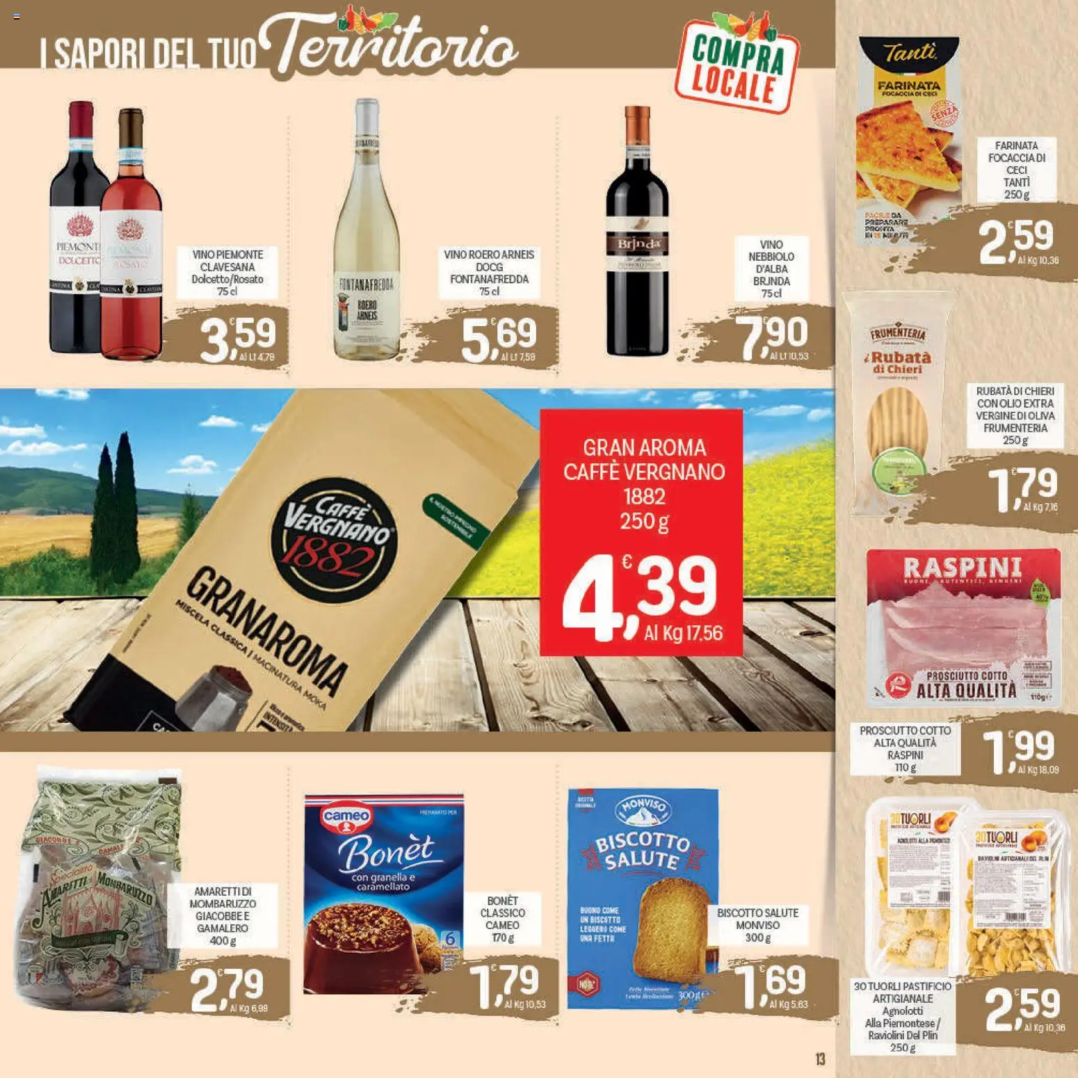 Volantino CRAI del 30.10.2025 | Pagina: 13 | Prodotti: Caffè, Focaccia, Ceci, Vino