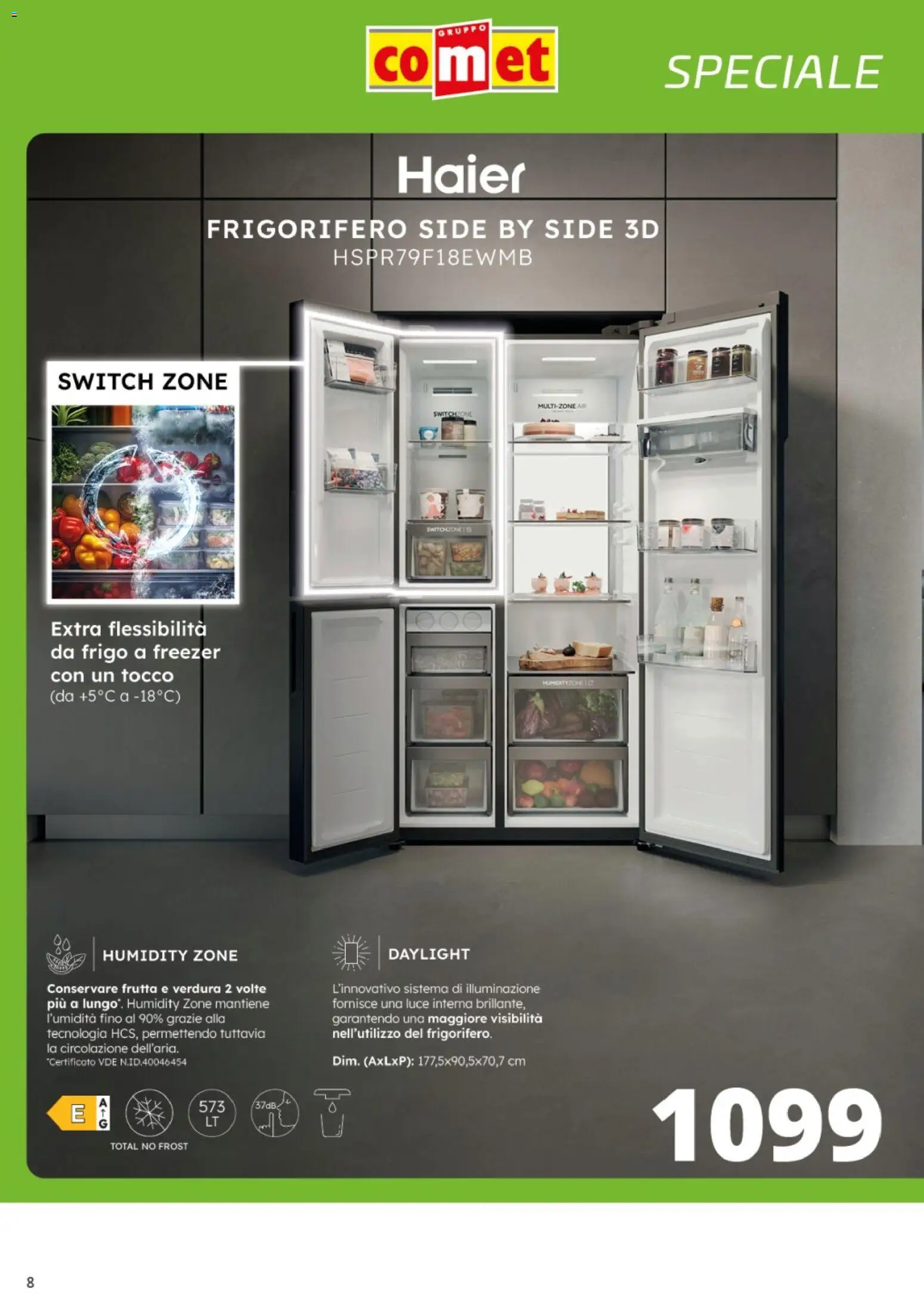 Volantino Comet del 17.11.2025 | Pagina: 8 | Prodotti: Frutta, Freezer, Frigorifero