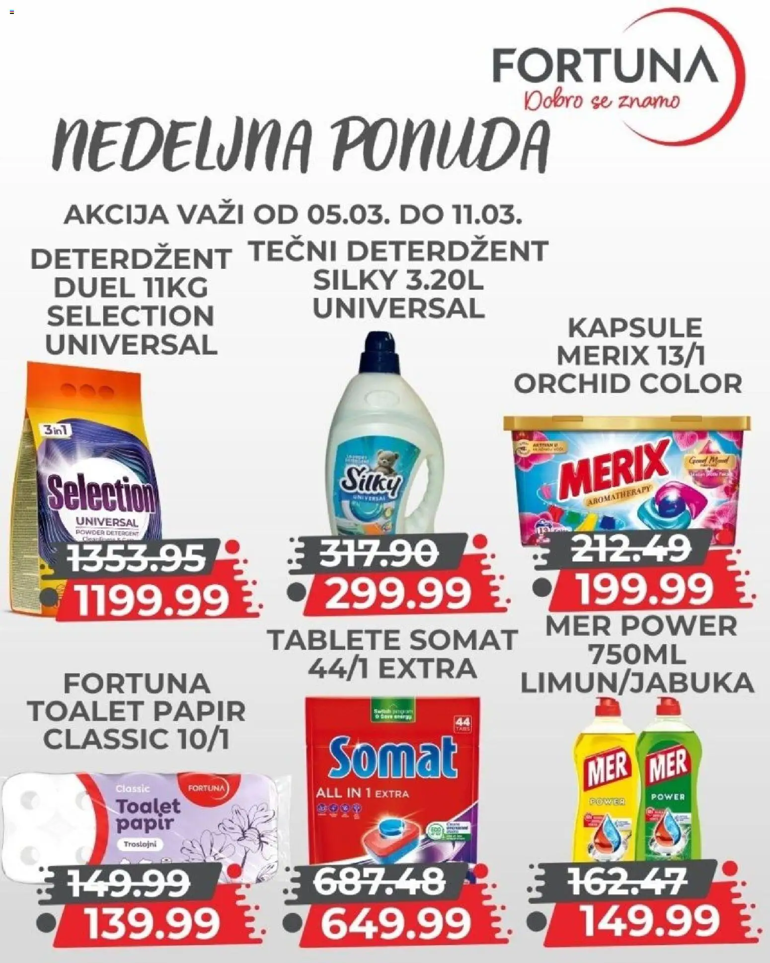 Fortuna Market katalog - važi od 05.03.2026 | Strana: 11 | Proizvode: Tečni deterdžent, Somat, Toalet papir, Kapsule