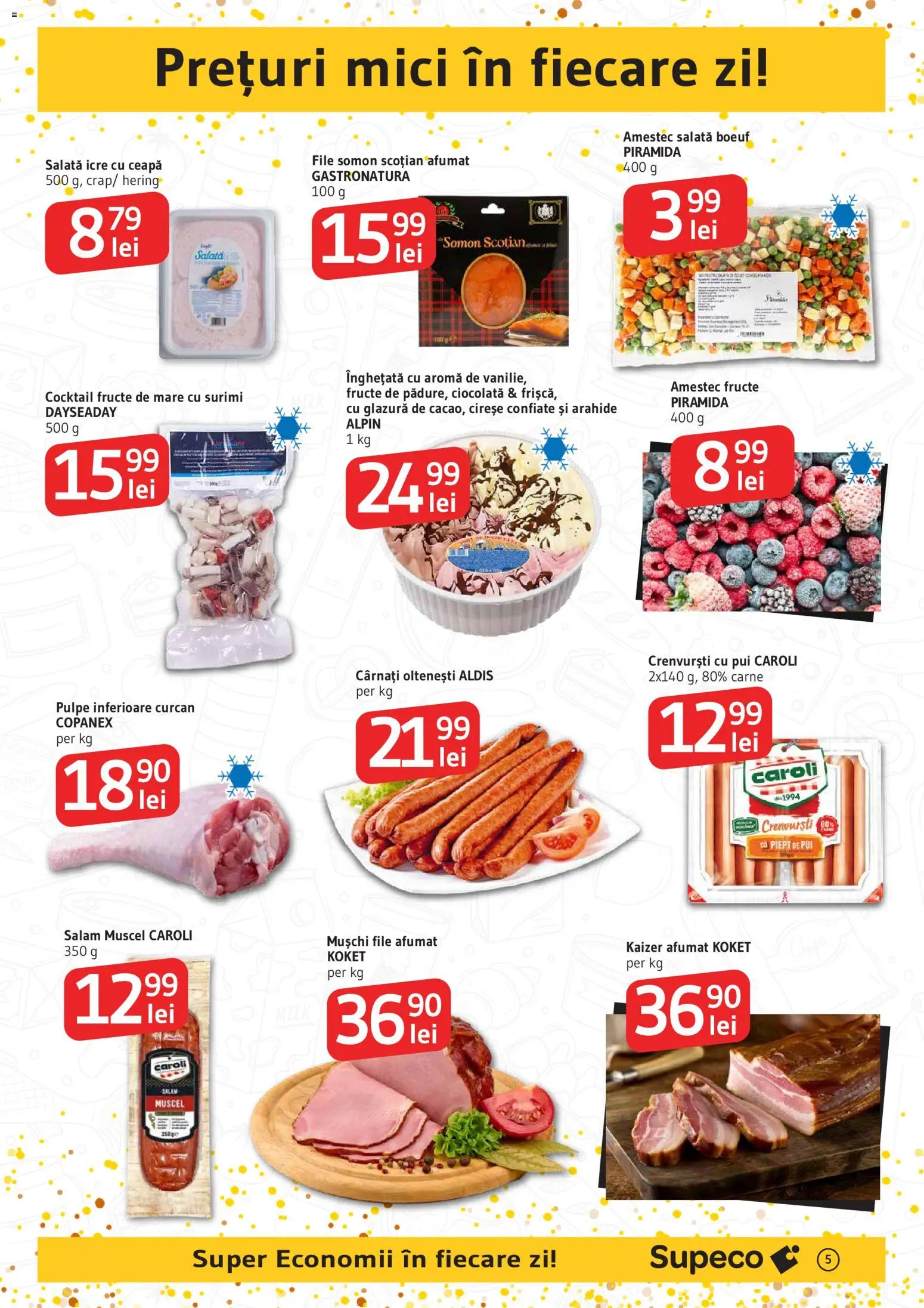 Noul catalog Supeco – valabil de la 27.12.2025 | Pagină: 5 | Produse: Hacıyatmaz Kedi Oyuncağı, Cocktail, Salată, Fructe