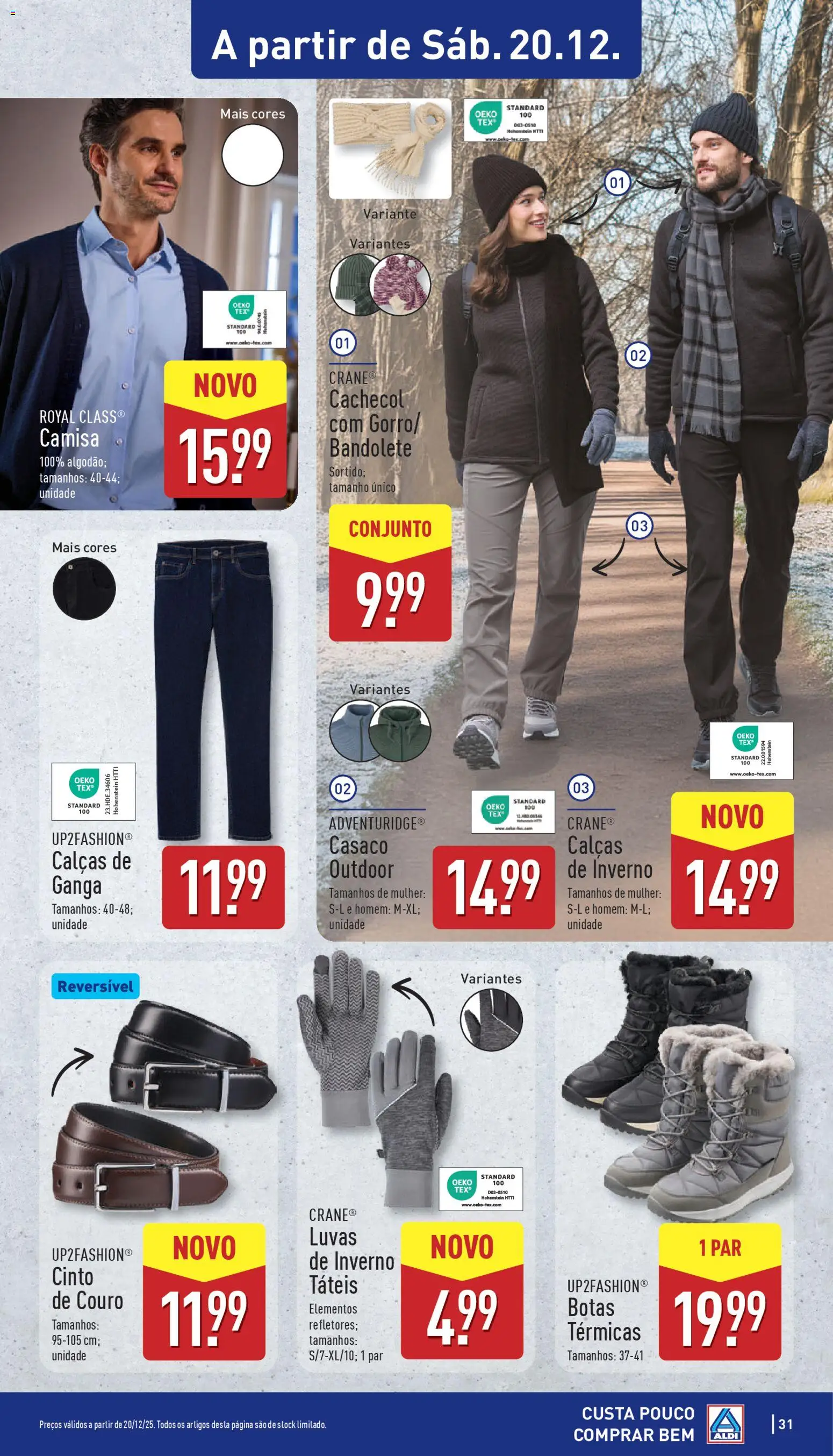 Aldi folheto │ válido de 15.12.2025 | Página: 31 | Produtos: Luvas, Cinto, Calças, Camisa