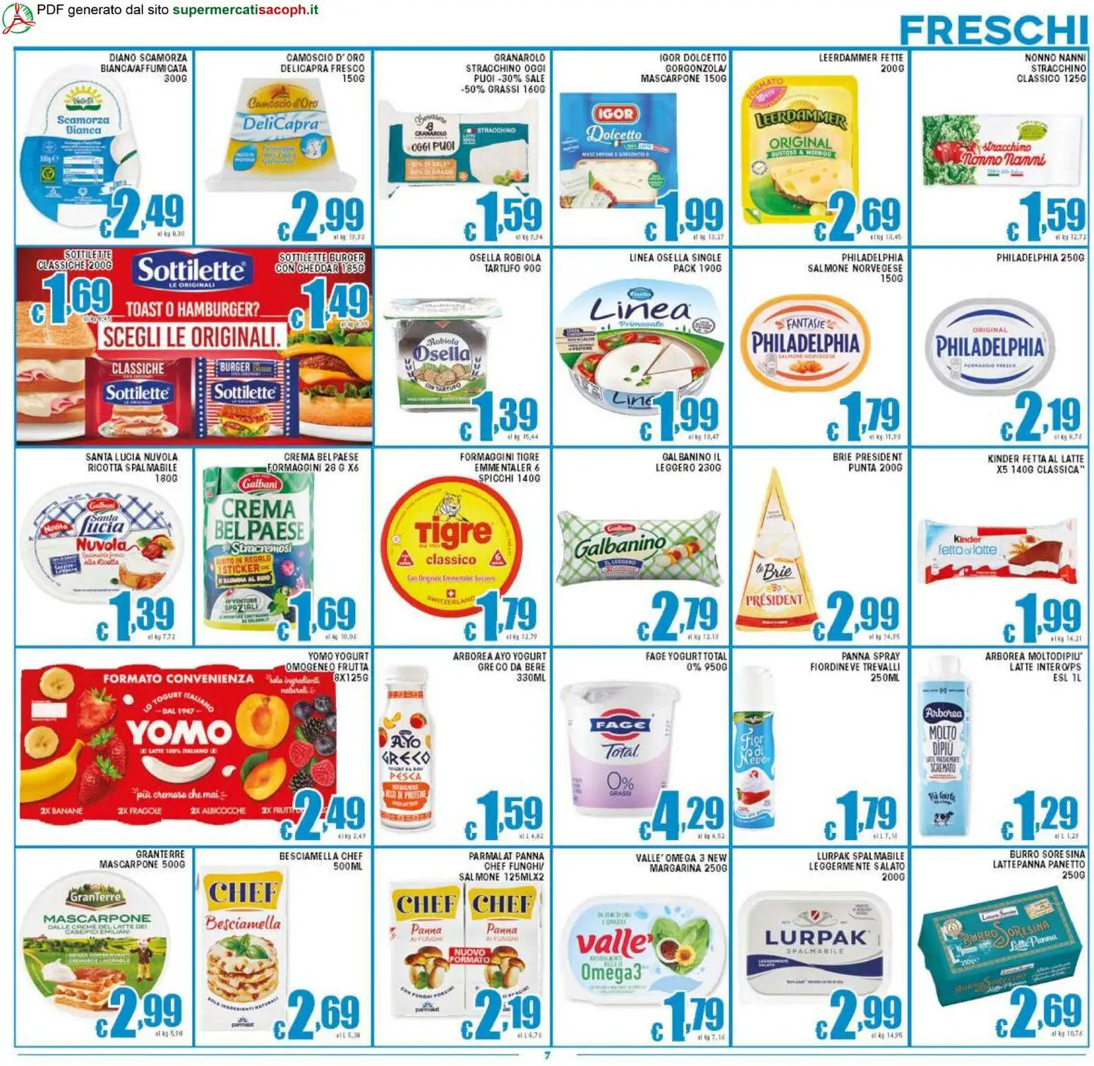 Volantino Sacoph del 13.02.2026 | Pagina: 7 | Prodotti: Banane, Frutta, Burro, Hamburger