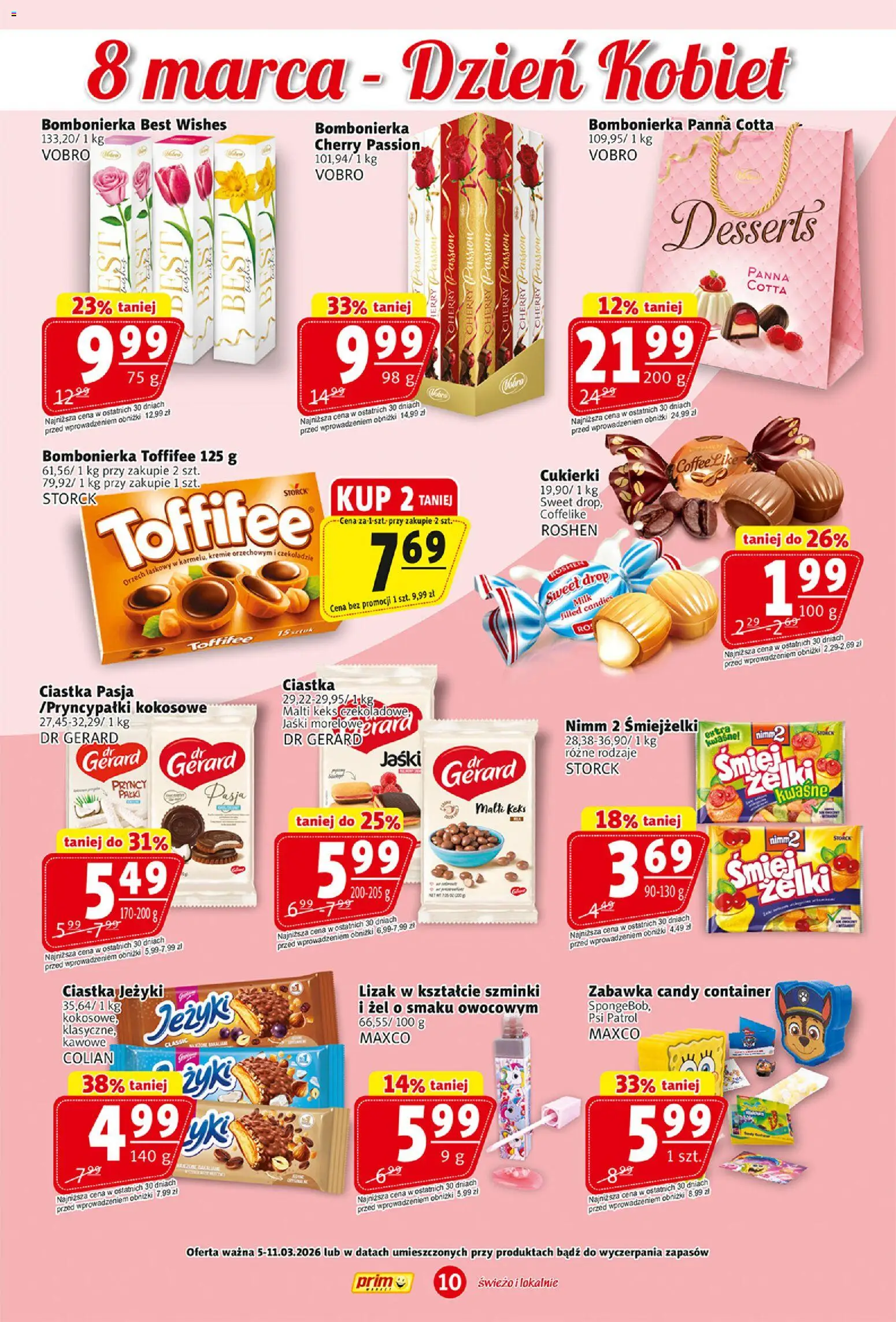 Prim Market gazetka od 05.03.2026 | Strona: 10 | Produkty: Bombonierka, Toffifee, Cukierki, Ciastka