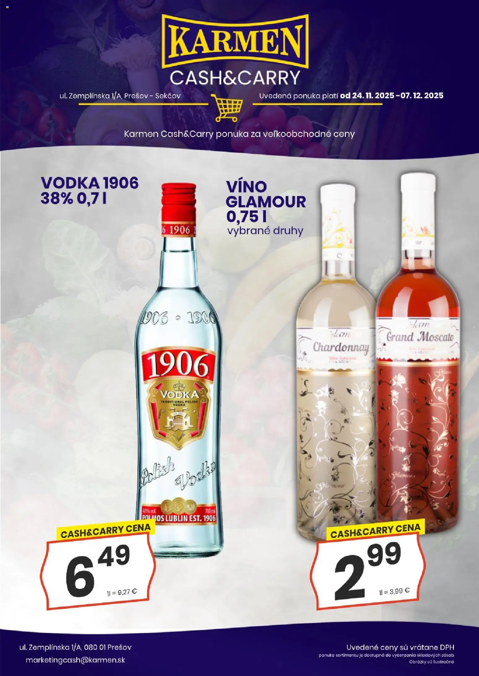 Nové KARMEN CBA akcie – leták je platný od 24.11.2025 | Strana: 3 | Produkty: Víno, Vodka