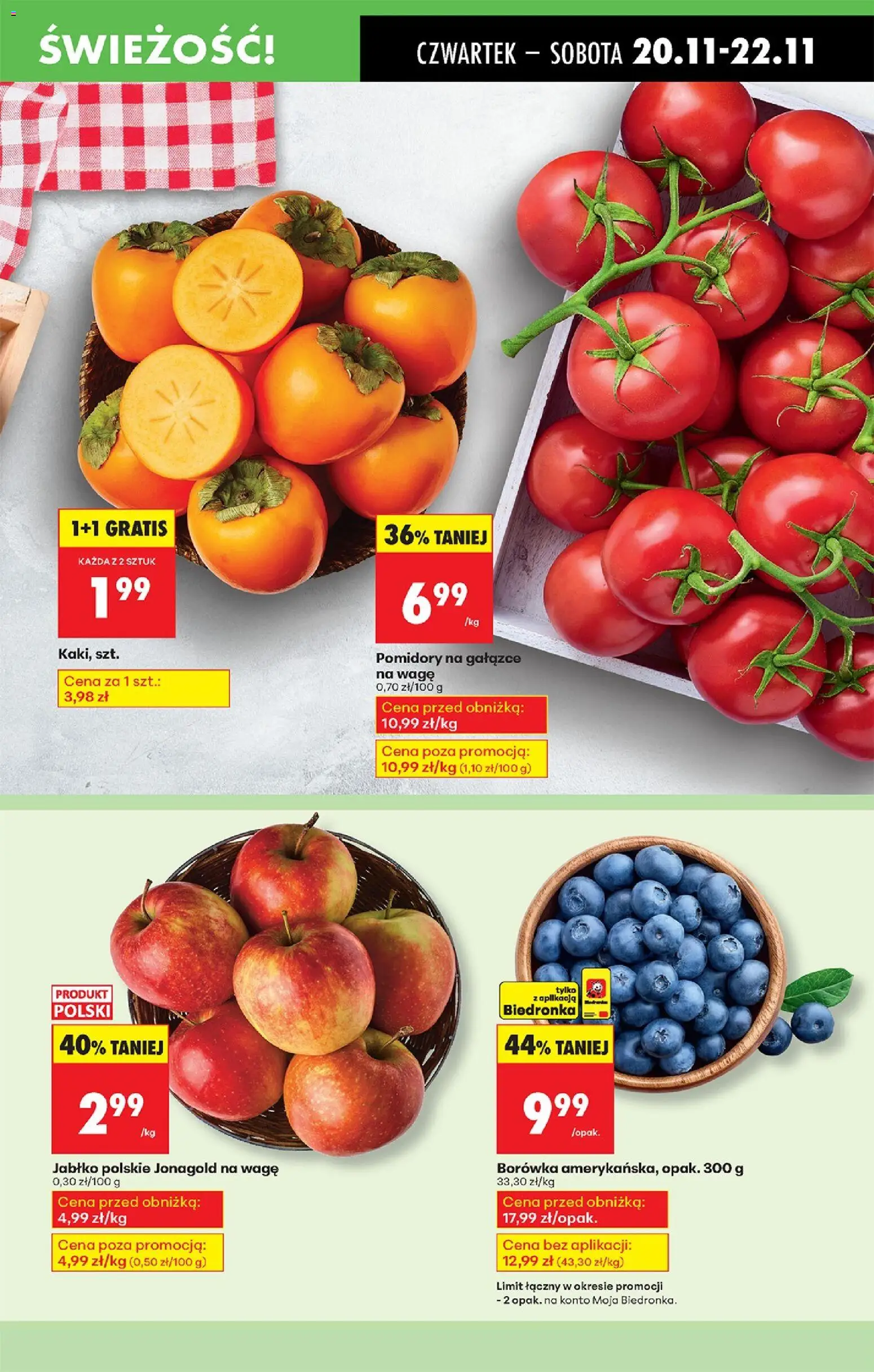 Biedronka gazetka - Oferta w tym tygodniu od 20.11.2025 | Strona: 19 | Produkty: Kaki, Pomidory