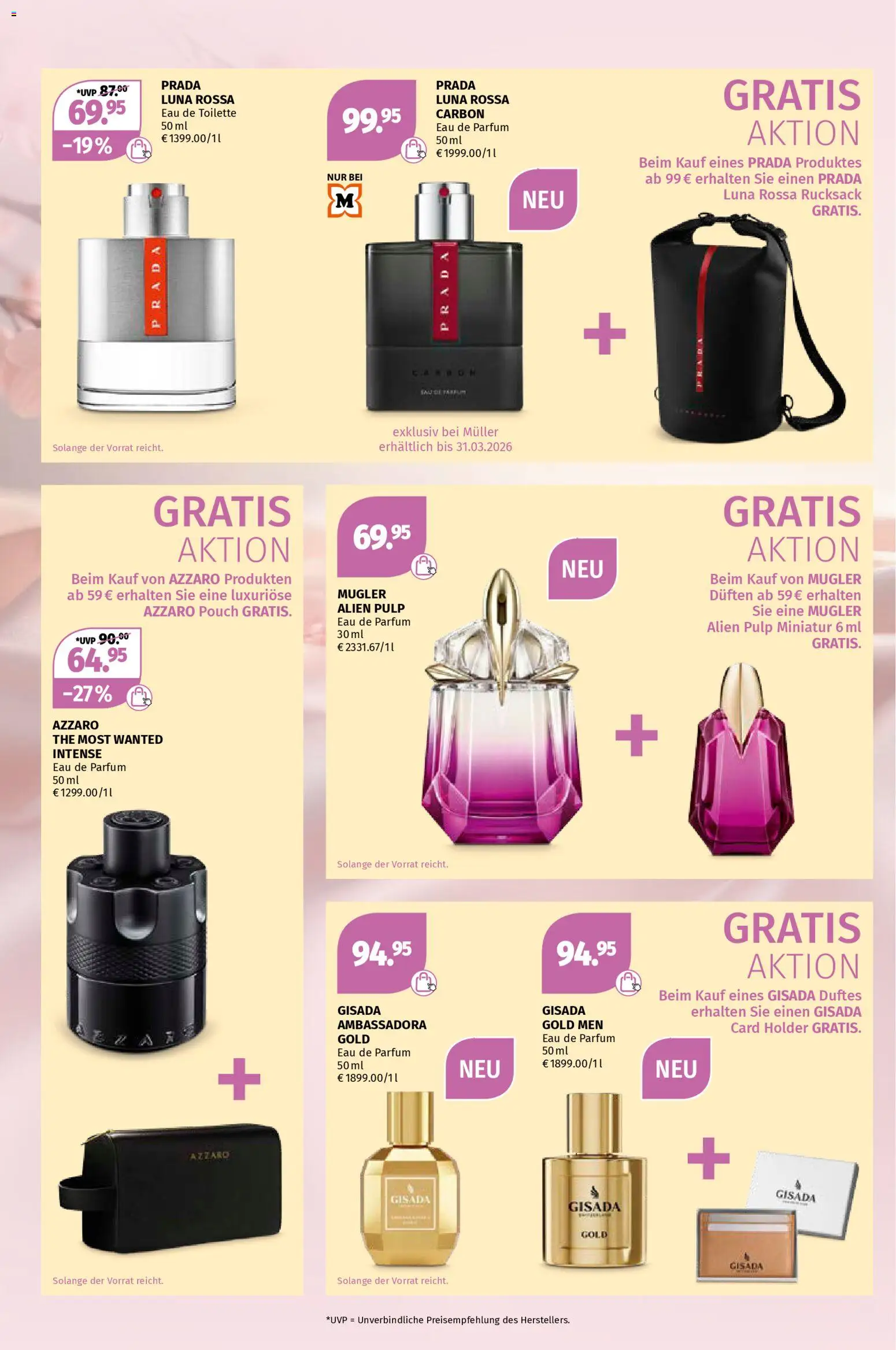 Müller Parfümerie-Highlights – gültig ab 02.03.2026 | Seite: 4 | Produkte: Toilette, Parfüm, Eau de Toilette, Rucksack