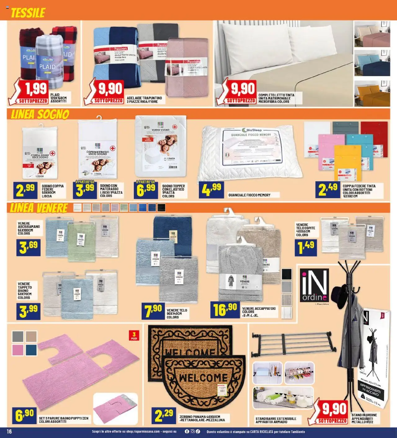 Volantino RisparmioCasa del 25.09.2025 | Pagina: 16 | Prodotti: Accappatoio, Asciugamano, Bagno, Guanciale