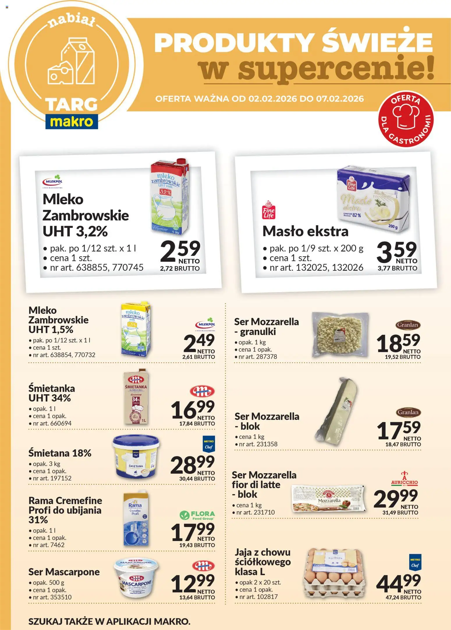 Makro Gazetka - Produkty świeże w supercenie od 02.02.2026 | Strona: 3 | Produkty: Mascarpone, Mleko, Ser, Mozzarella