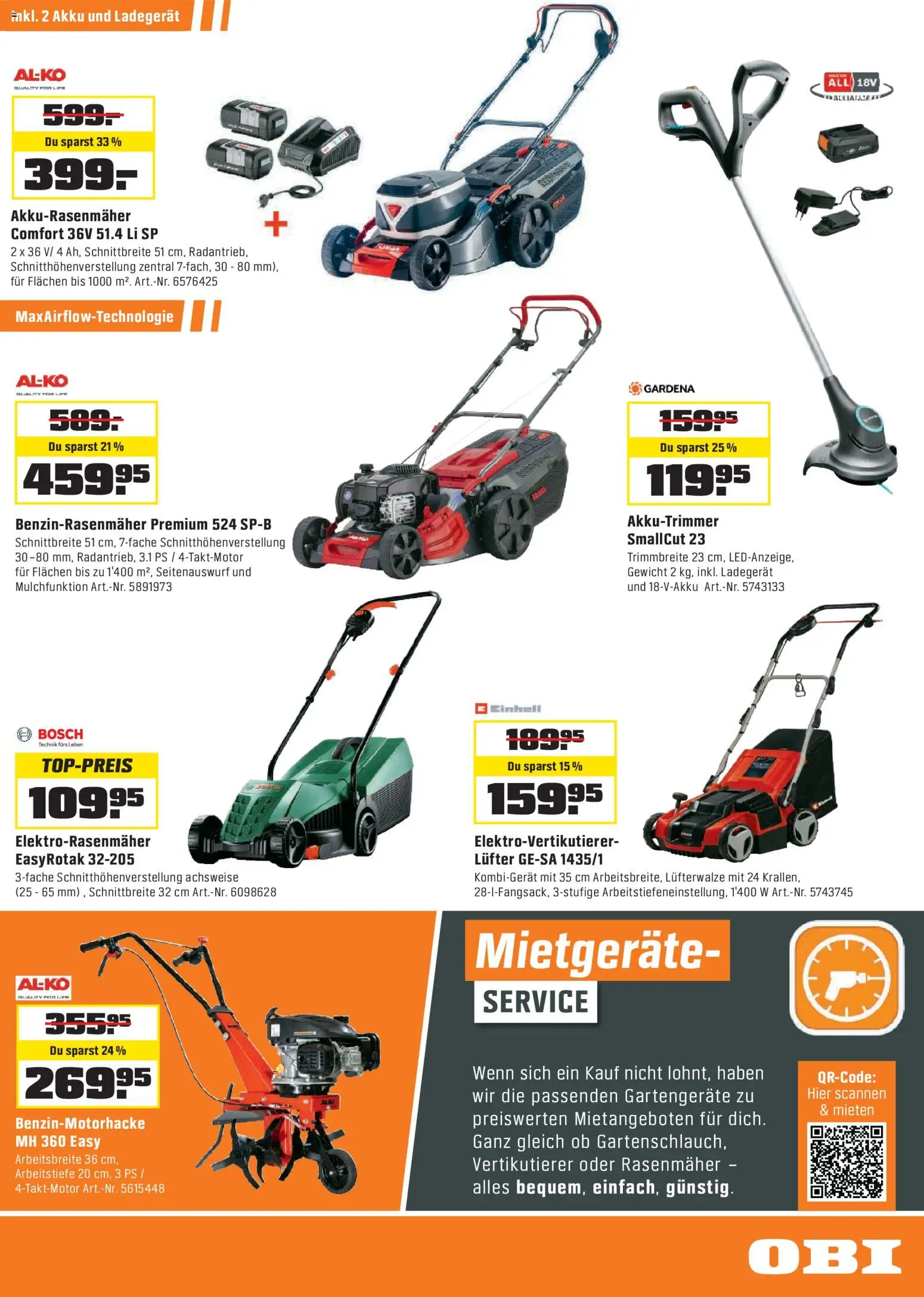 OBI - ALLES MACHBAR MIT OBI – gültig ab 17.03.2026 | Seite: 9 | Produkte: Ladegerät, Rasenmäher, Gewicht, Bosch