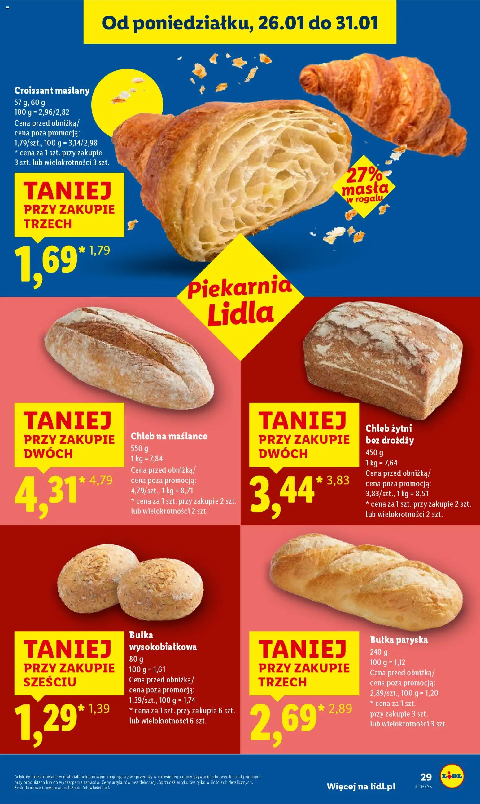 Lidl Gazetka od 29.01.2026 | Strona: 29 | Produkty: Chleb żytni, Chleb na maślance, Piekarnia, Bułka