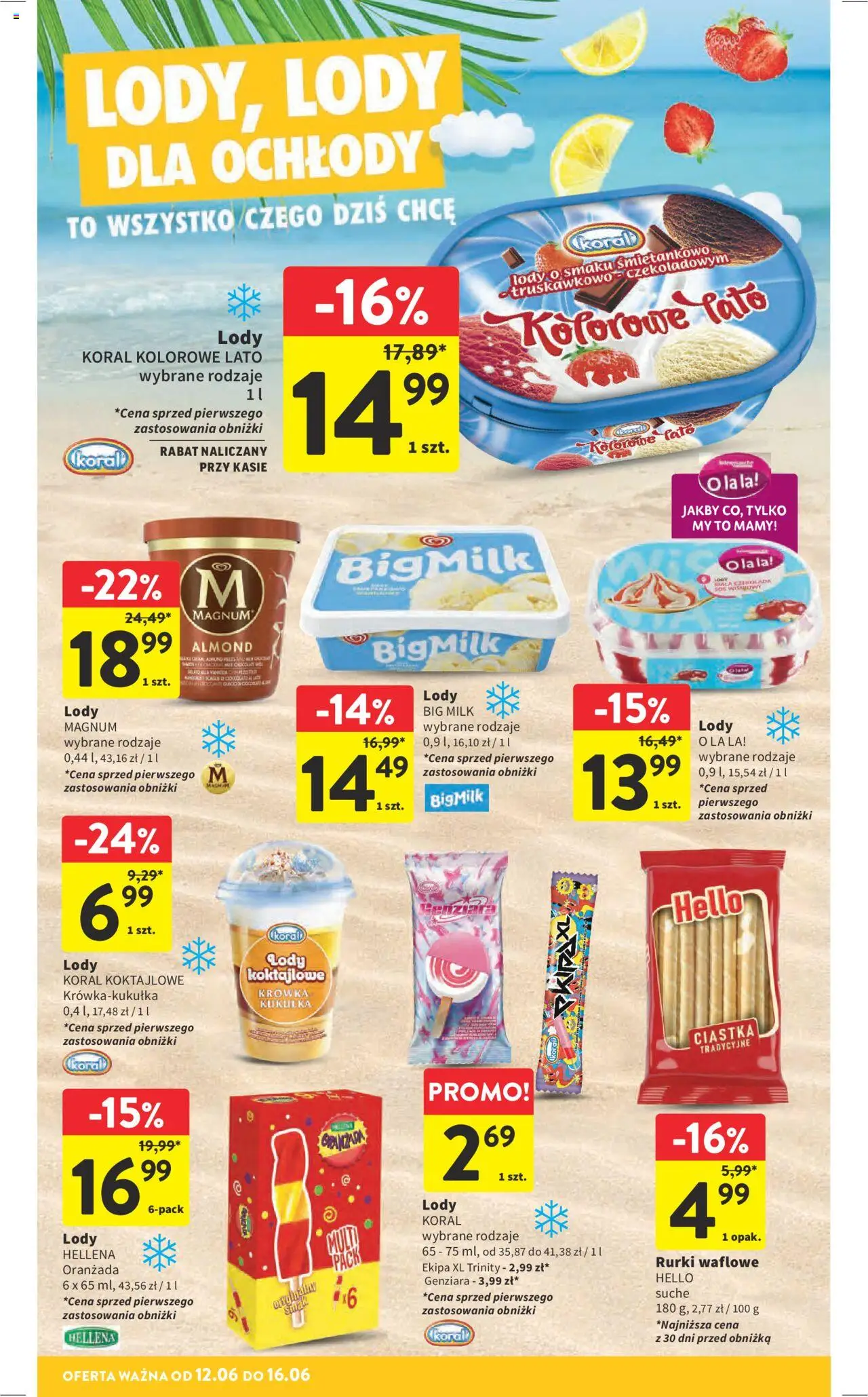 Intermarche Gazetka od 12.06.2025 | Strona: 26 | Produkty: Oranżada hellena, Czekolada, Ciastka, Lody