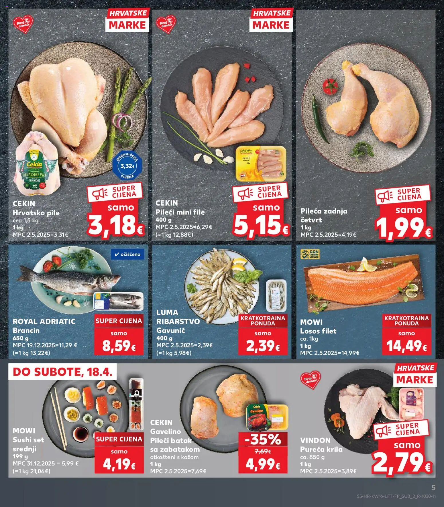Kaufland HR akciós ujság - amely érvényes a következő dátumtól: 15.04.2026 | Oldal: 5 | Termékek: Sushi