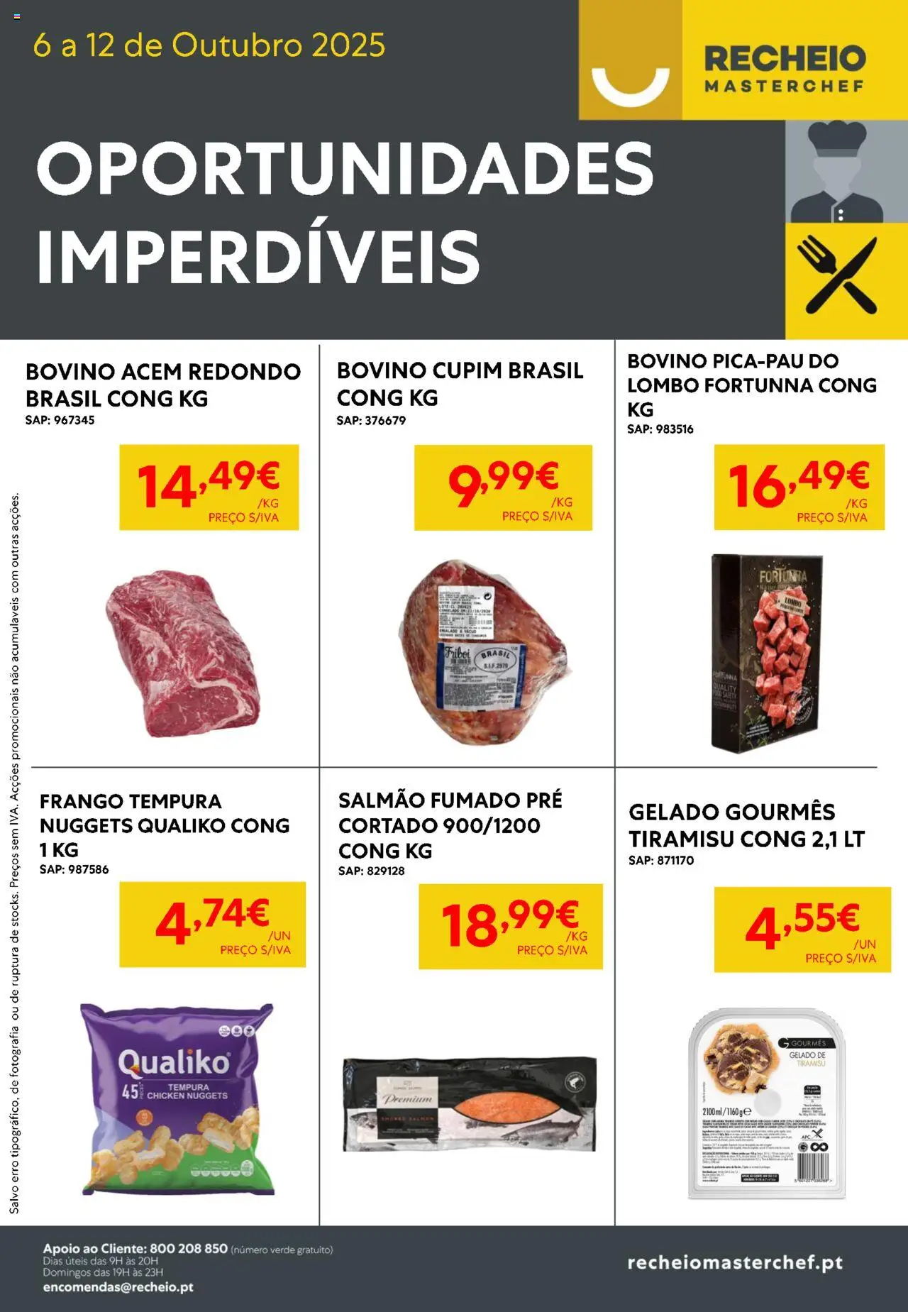 Recheio - Oportunidades Imperdíveis │ válido de 06.10.2025 | Página: 1 | Produtos: Frango, Salmão, Gelado, Nuggets