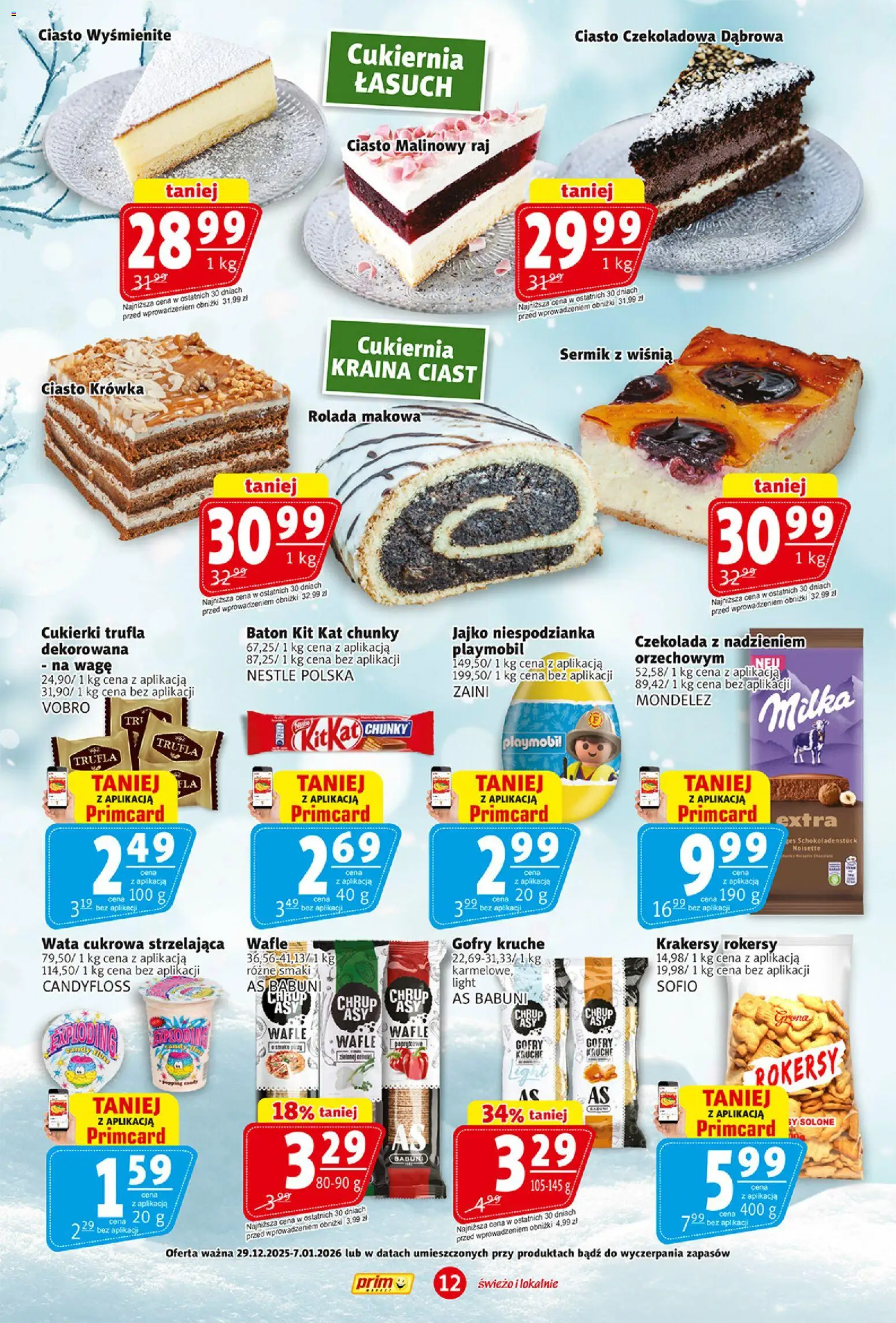 Prim Market Gazetka od 29.12.2025 | Strona: 12 | Produkty: Wafle, Milka, Krakersy, Czekolada