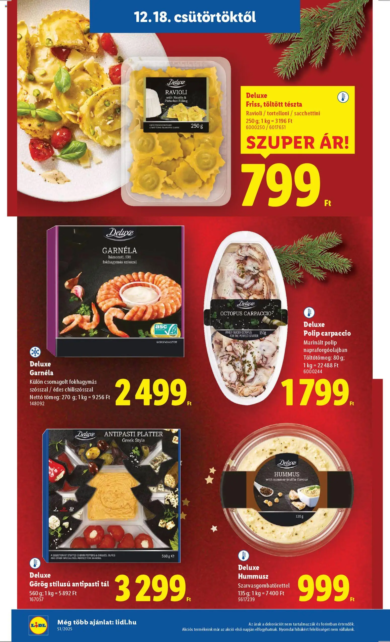 Lidl akciós ujság - amely érvényes a következő dátumtól: 18.12.2025 | Oldal: 18 | Termékek: Ricotta, Garnéla, Antipasti, Tészta
