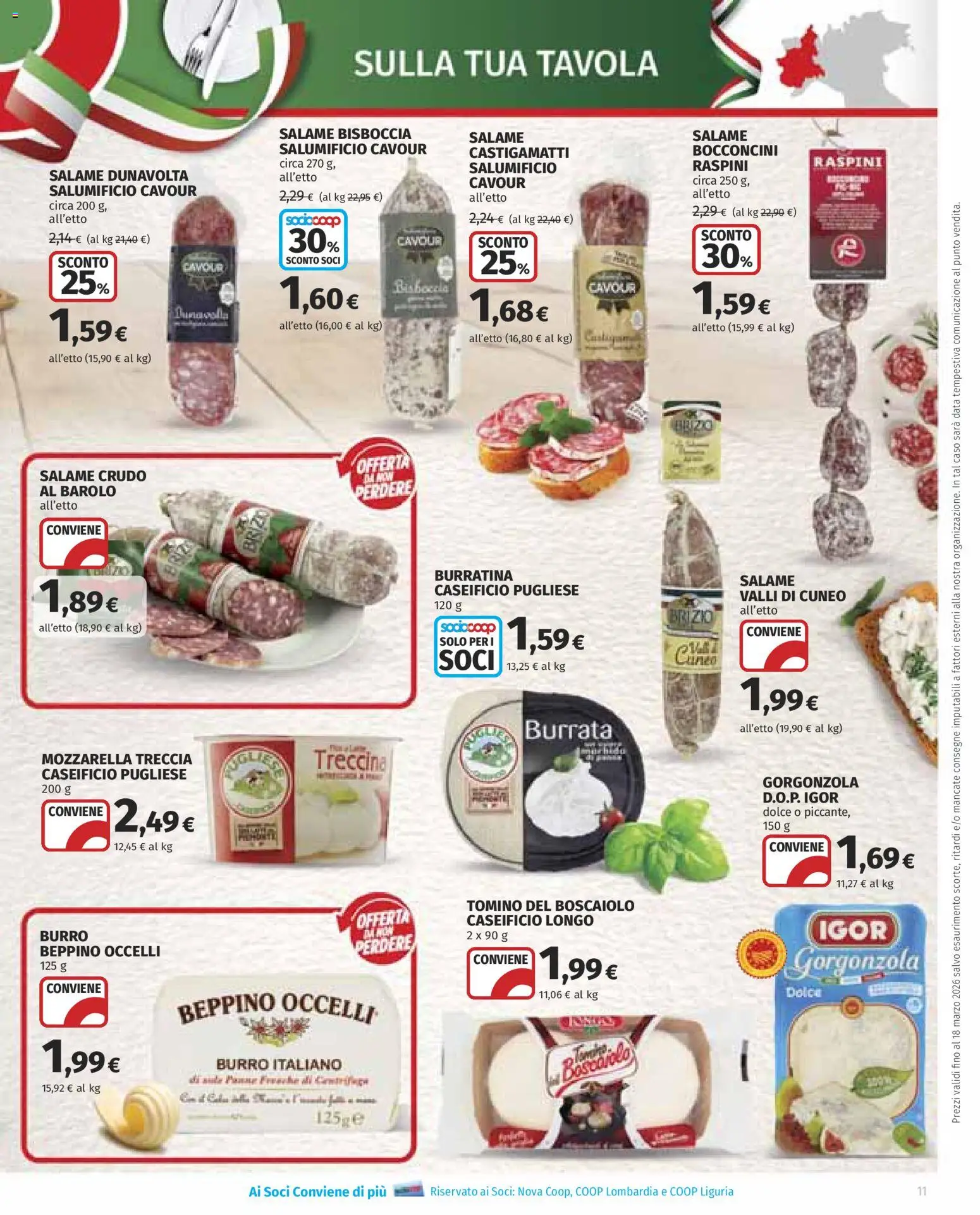 Volantino COOP del 05.03.2026 | Pagina: 11 | Prodotti: Salame, Data, Gorgonzola, Tomino