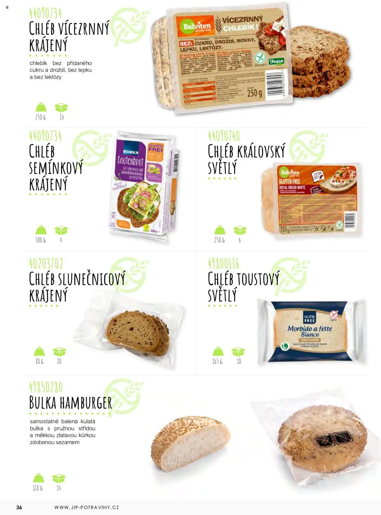 Jip katalog - Pečivo 2025 od 01.01.2025 | Strana: 36 | Produkty: Hamburger, Vegan, Burger, Chléb