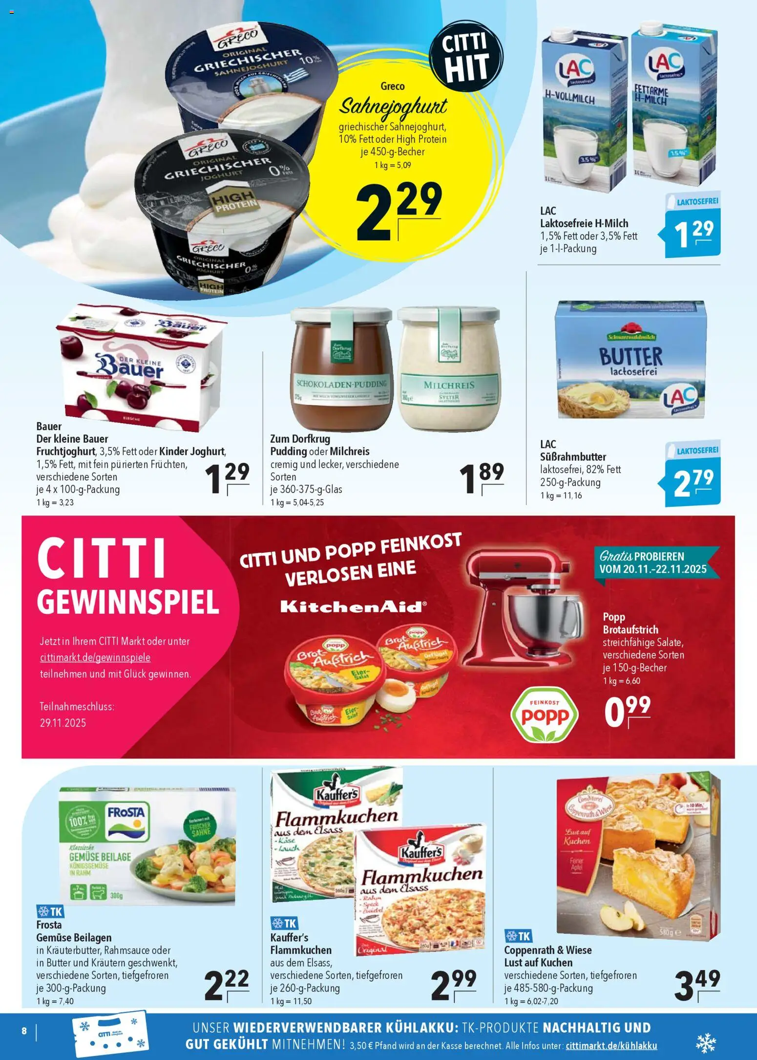 CITTI Markt Prospekt 	 – gültig ab 19.11.2025 | Seite: 8 | Produkte: Butter, Pudding, Frosta, Gemüse