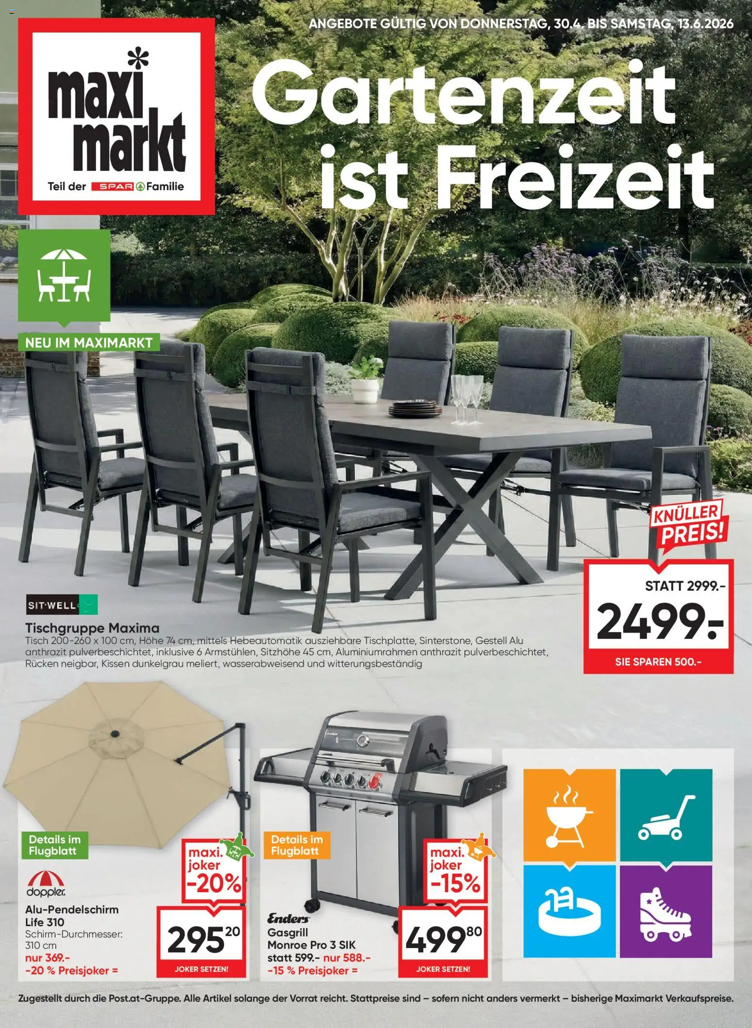 Maximarkt Gartenzeit ist Freizeit gültig ab 30.04.2026 | Seite: 1 | Produkte: Kissen, Tisch