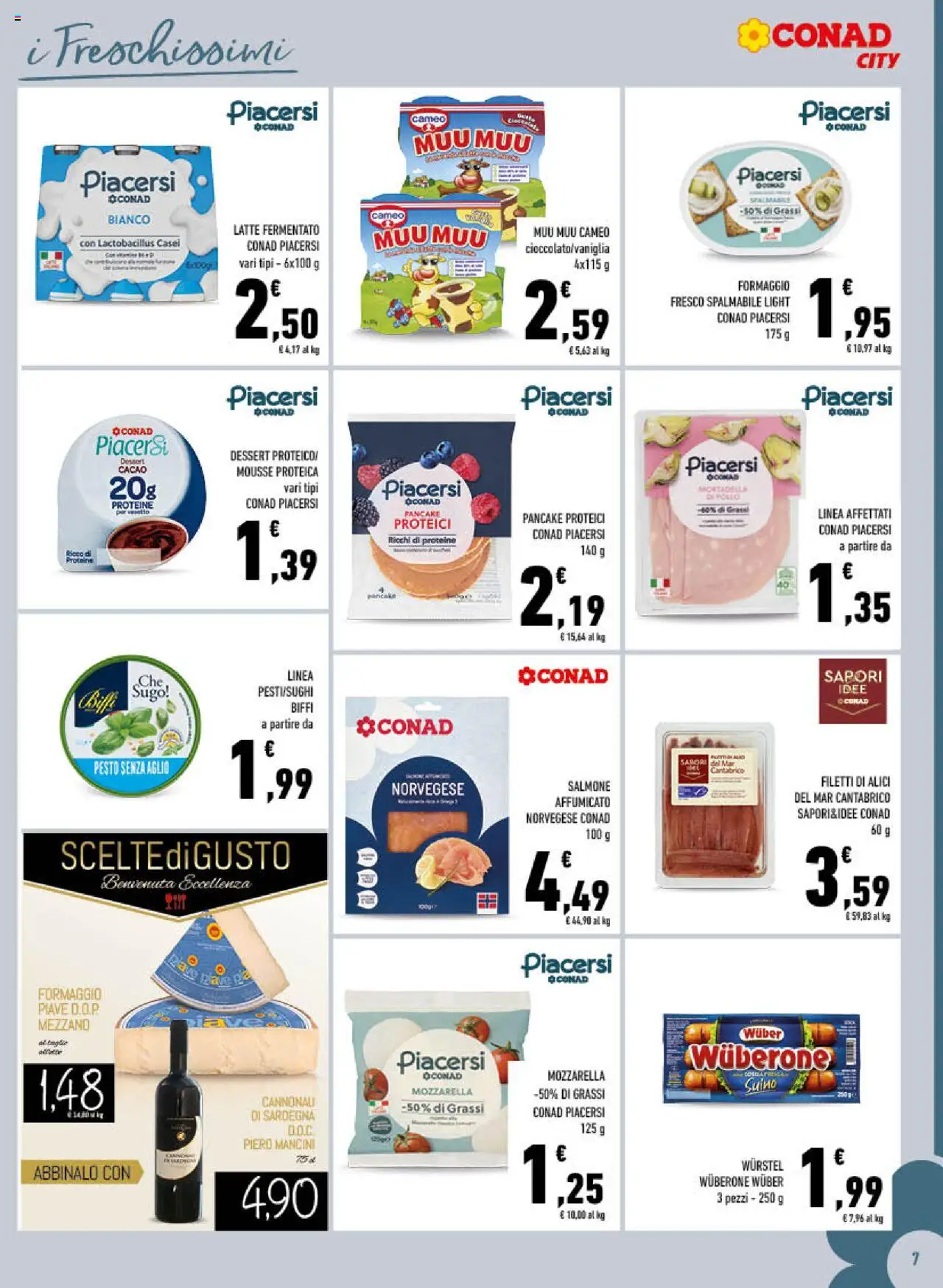 Volantino Conad del 27.08.2025 | Pagina: 7 | Prodotti: Pollo, Mozzarella, Latte, Cacao