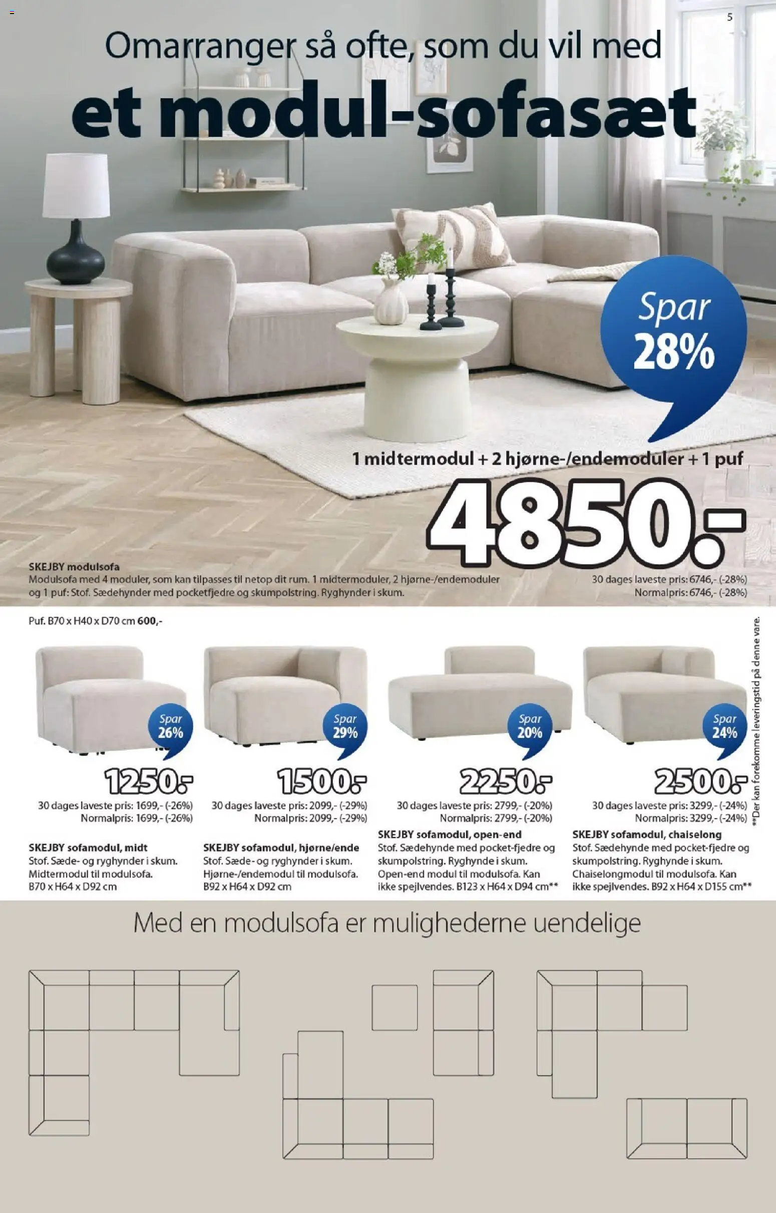 JYSK tilbudsavis – gyldig fra 16.01.2026 | Side: 5 | Produkter: Søm, Puf