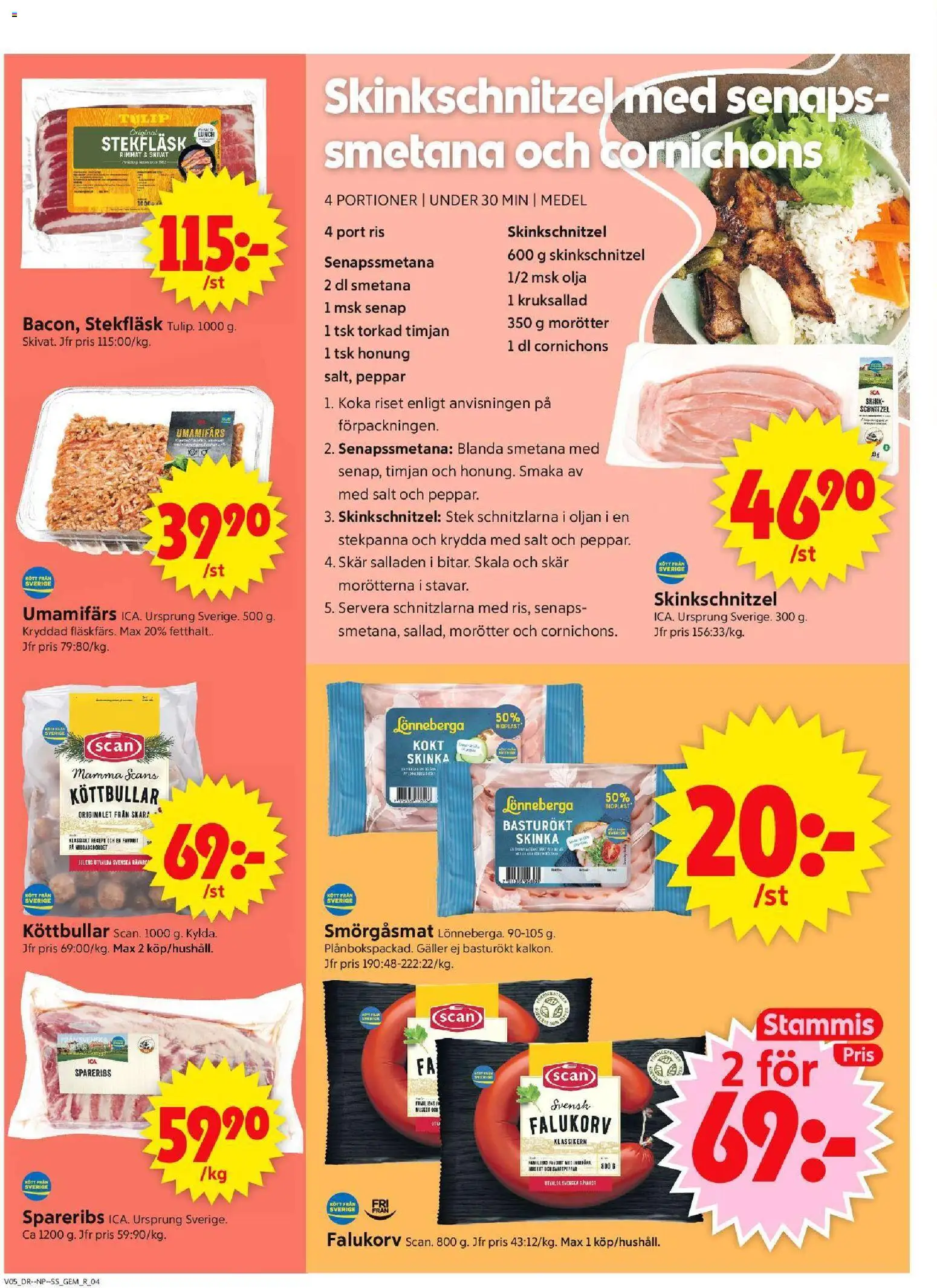 ICA Supermarket reklamblad aktuell från 26.01.2026 | Sida: 4 | Produkter: Gem, Salt, Galler, Falukorv