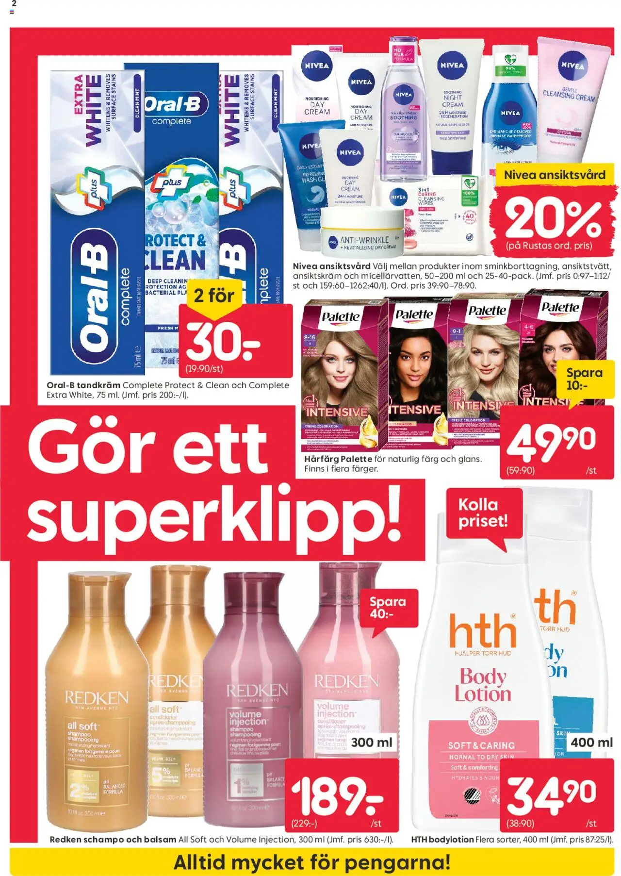 Rusta reklamblad aktuell från 04.08.2025 | Sida: 2 | Produkter: Balsam, Hårfärg, Tandkräm, Ansiktskräm