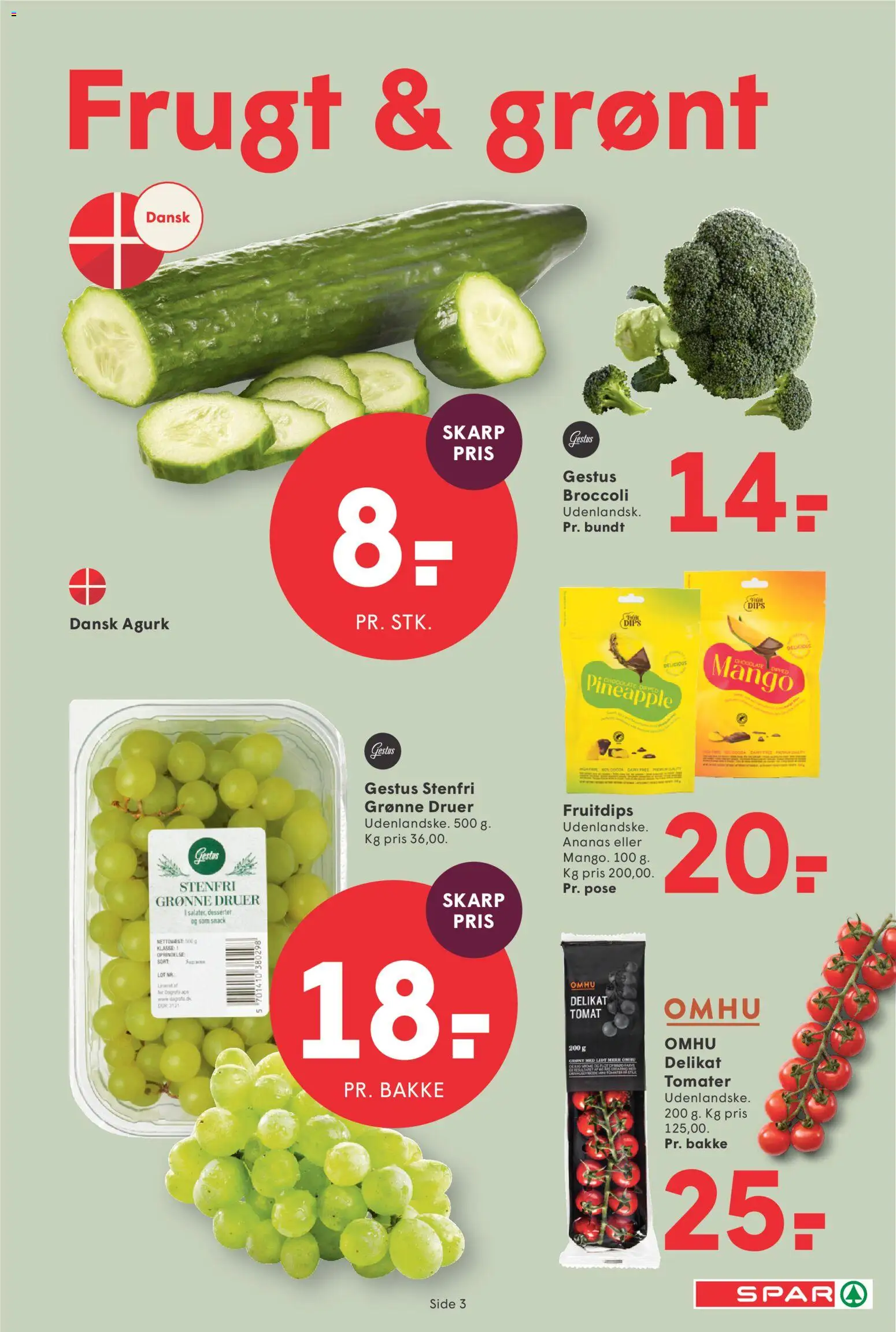 Spar tilbudsavis – gyldig fra 10.04.2026 | Side: 3 | Produkter: Mango, Tomater, Ananas, Broccoli