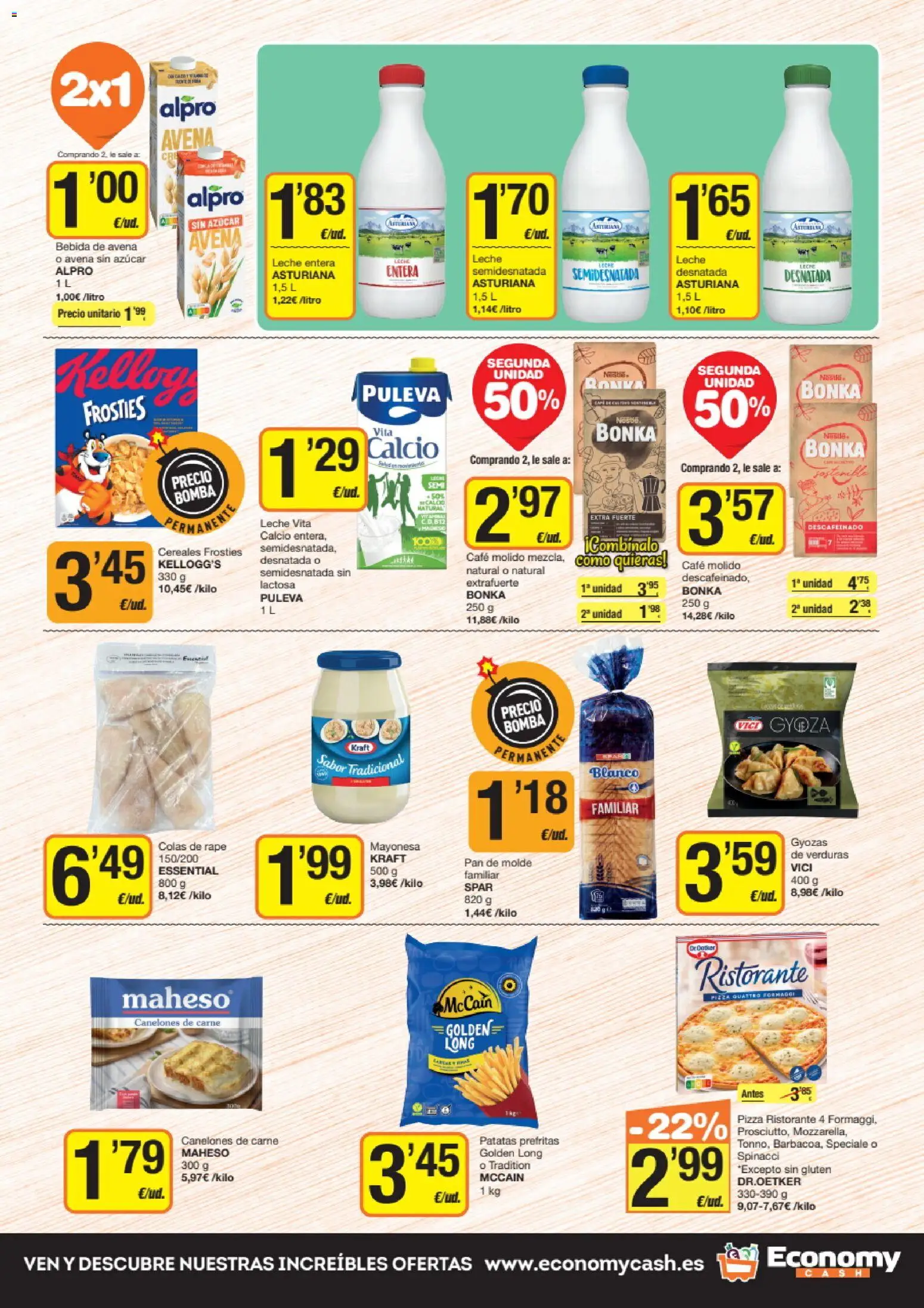 Economy Cash folleto │ válido desde el 09.04.2026 | Página: 5 | Productos: Leche entera, Leche, Café molido, Οθόνη προβολής