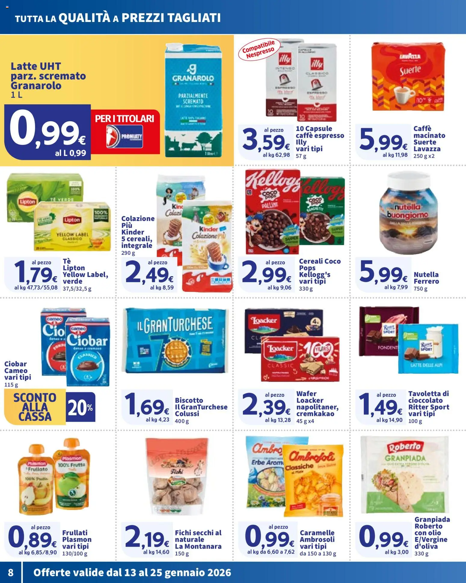 Volantino SIGMA del 13.01.2026 | Pagina: 8 | Prodotti: Caffè, Cioccolato, Cereali, Nutella