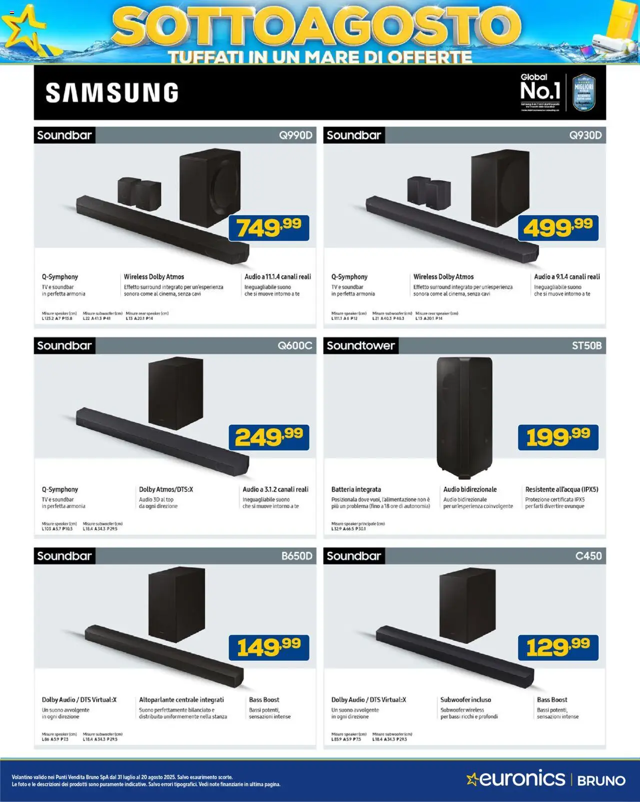 Volantino Euronics del 31.07.2025 | Pagina: 43 | Prodotti: Altoparlante, Soundbar, Speaker, Batteria