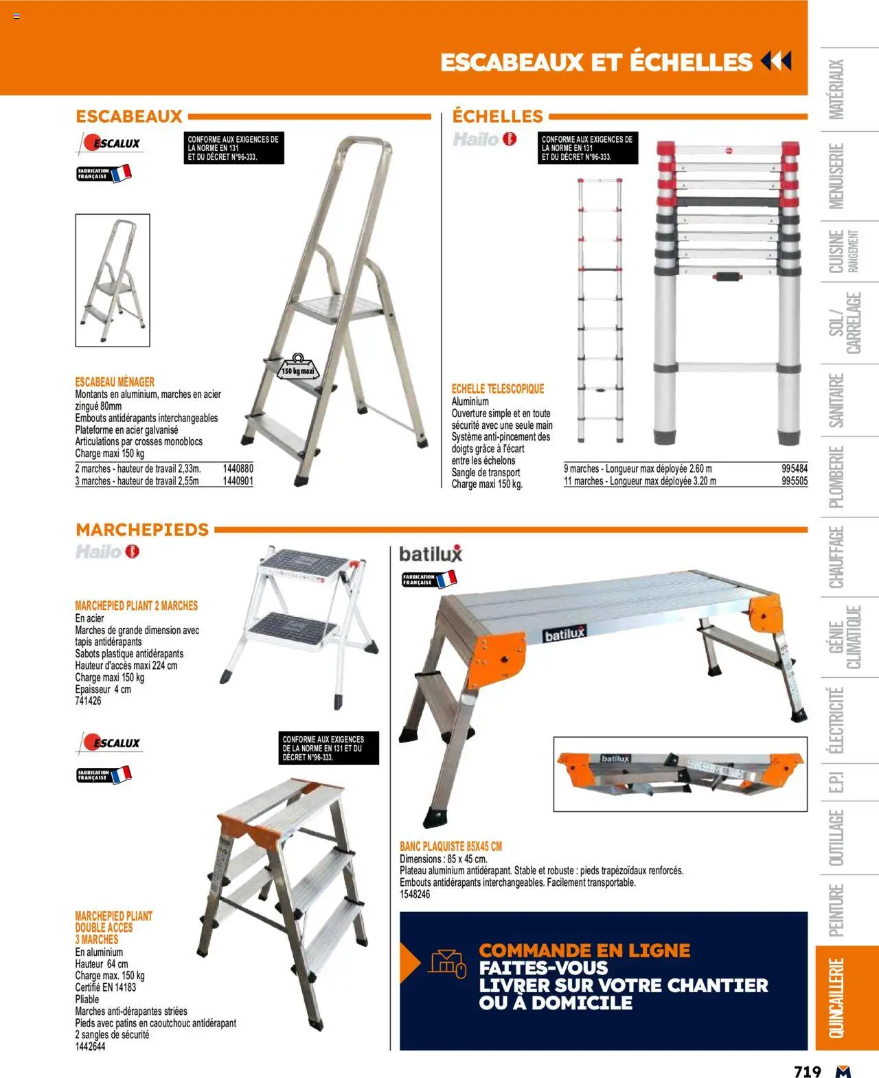  | Page: 719 | Produits: Plateau, Tapis, Échelle télescopique, Escabeau