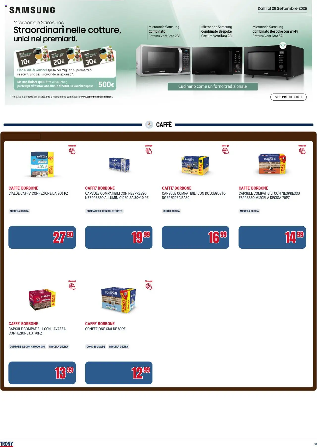 Volantino Trony del 02.10.2025 | Pagina: 30 | Prodotti: Microonde, Forno, Alluminio, Samsung