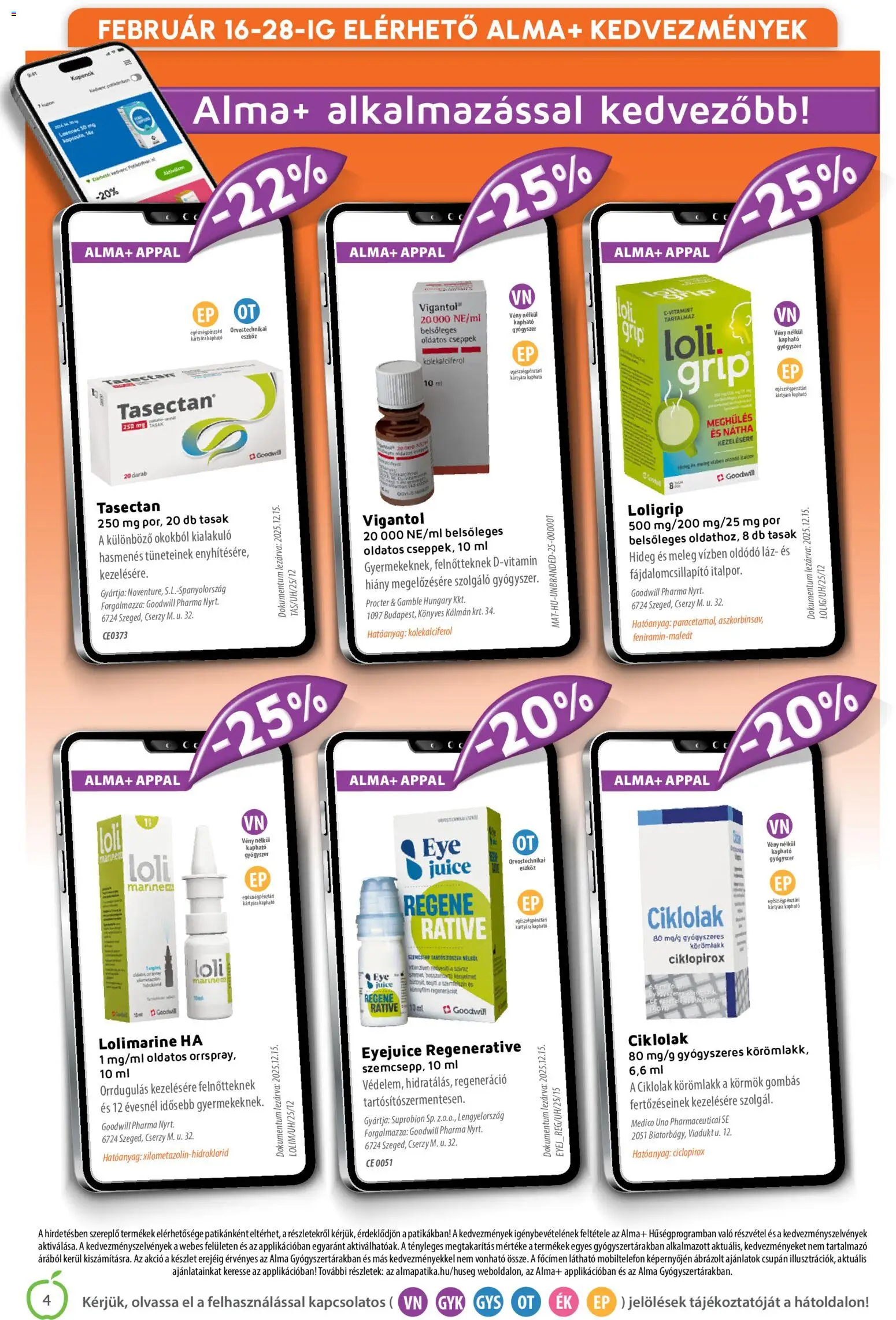 Alma Gyógyszertárak akciós ujság - amely érvényes a következő dátumtól: 01.02.2026 | Oldal: 4 | Termékek: Körömlakk, Alma