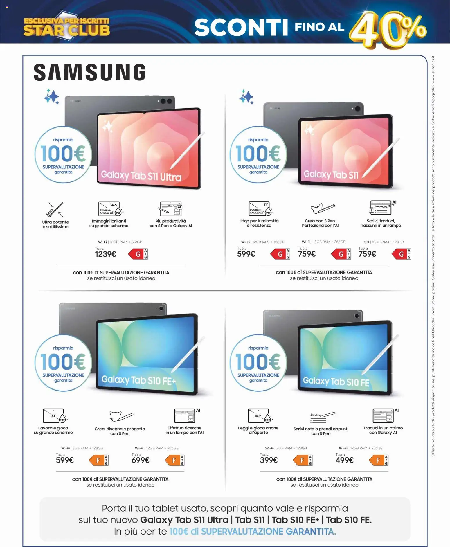 Volantino Euronics del 23.04.2026 | Pagina: 28 | Prodotti: Schermo, Tè, Tablet, Samsung