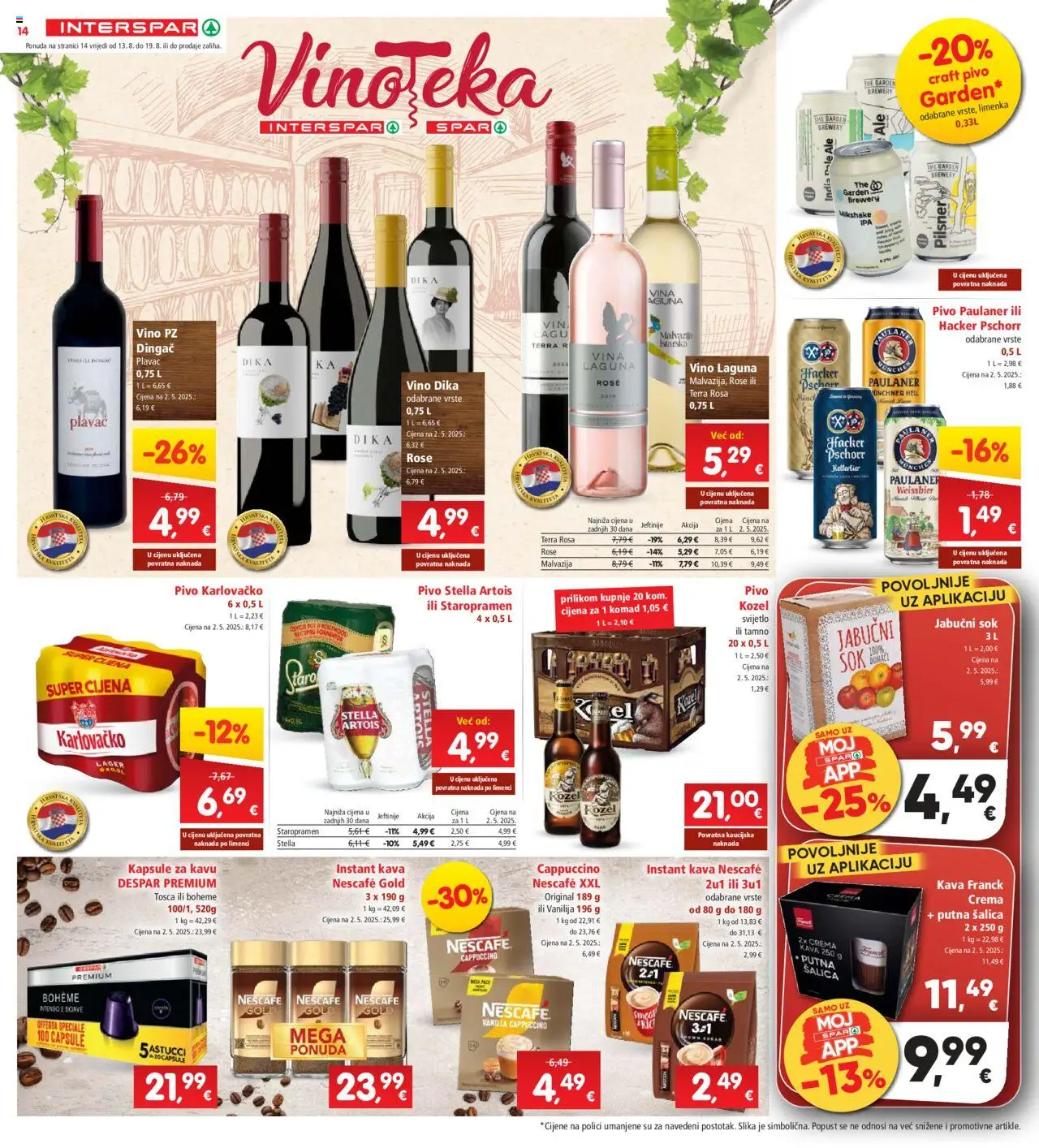 Interspar katalog | vrijedi od 13.08.2025 | Stranica: 14 | Proizvodi: Kozel, Nescafe, Karlovačko, Šalica