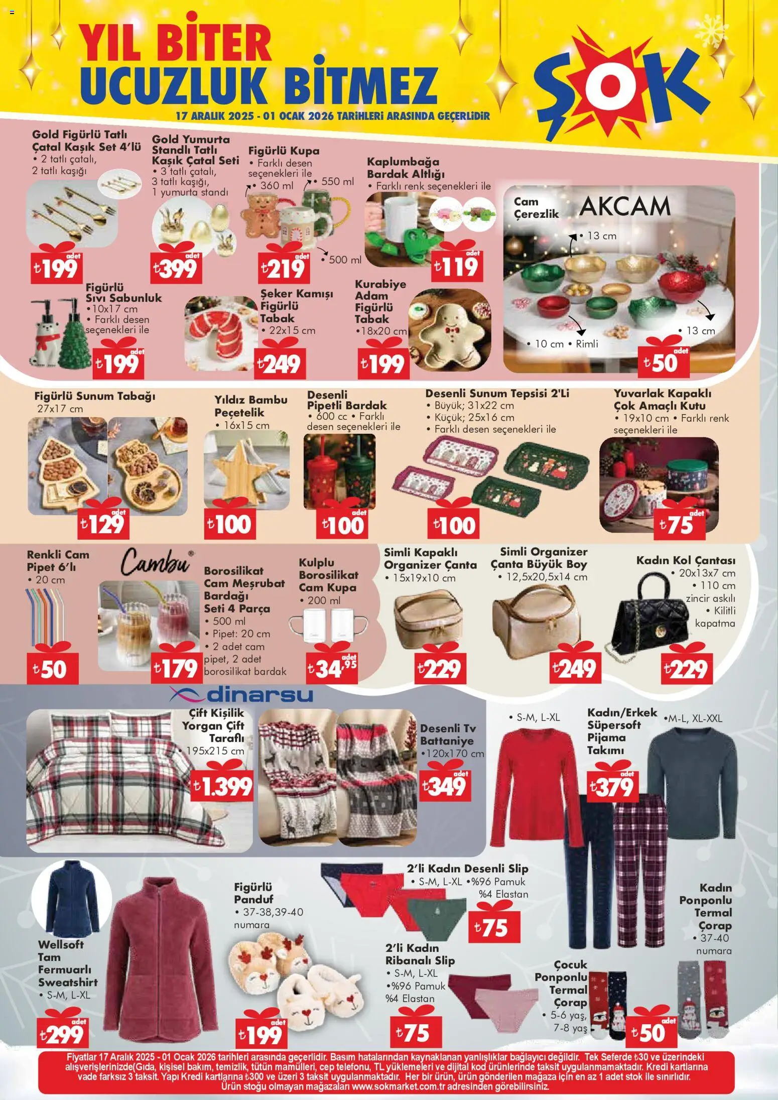 Şok Market Katalog - 17.12.2025 tarihinden itibaren geçerlidir | Sayfa: 6 | Ürünler: Peçetelik, Çorap, Pijama, Ocak